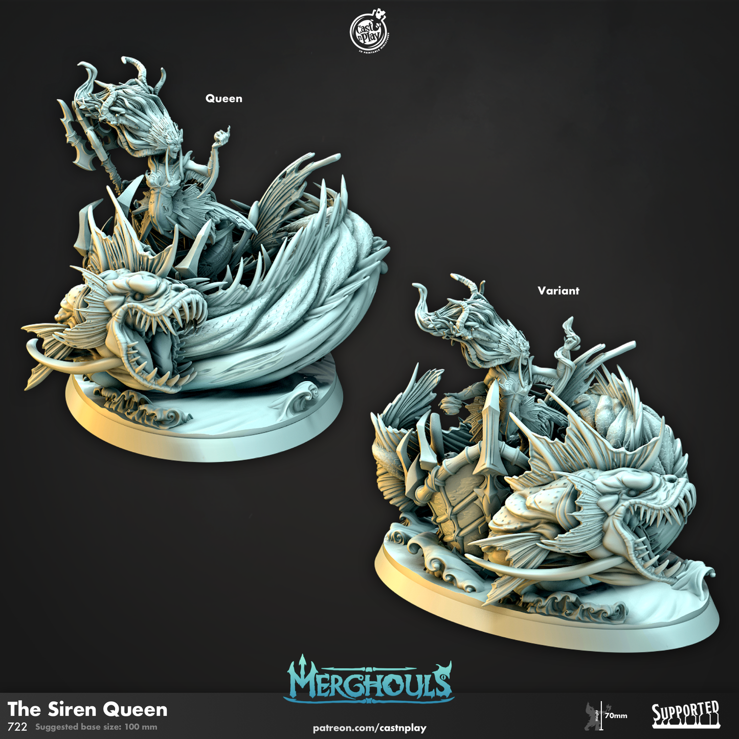 The siren queen - 3D Printed Miniature - Fantasy Miniature -Tabletop Miniature - Tabletop Miniature - D&D (Copy)