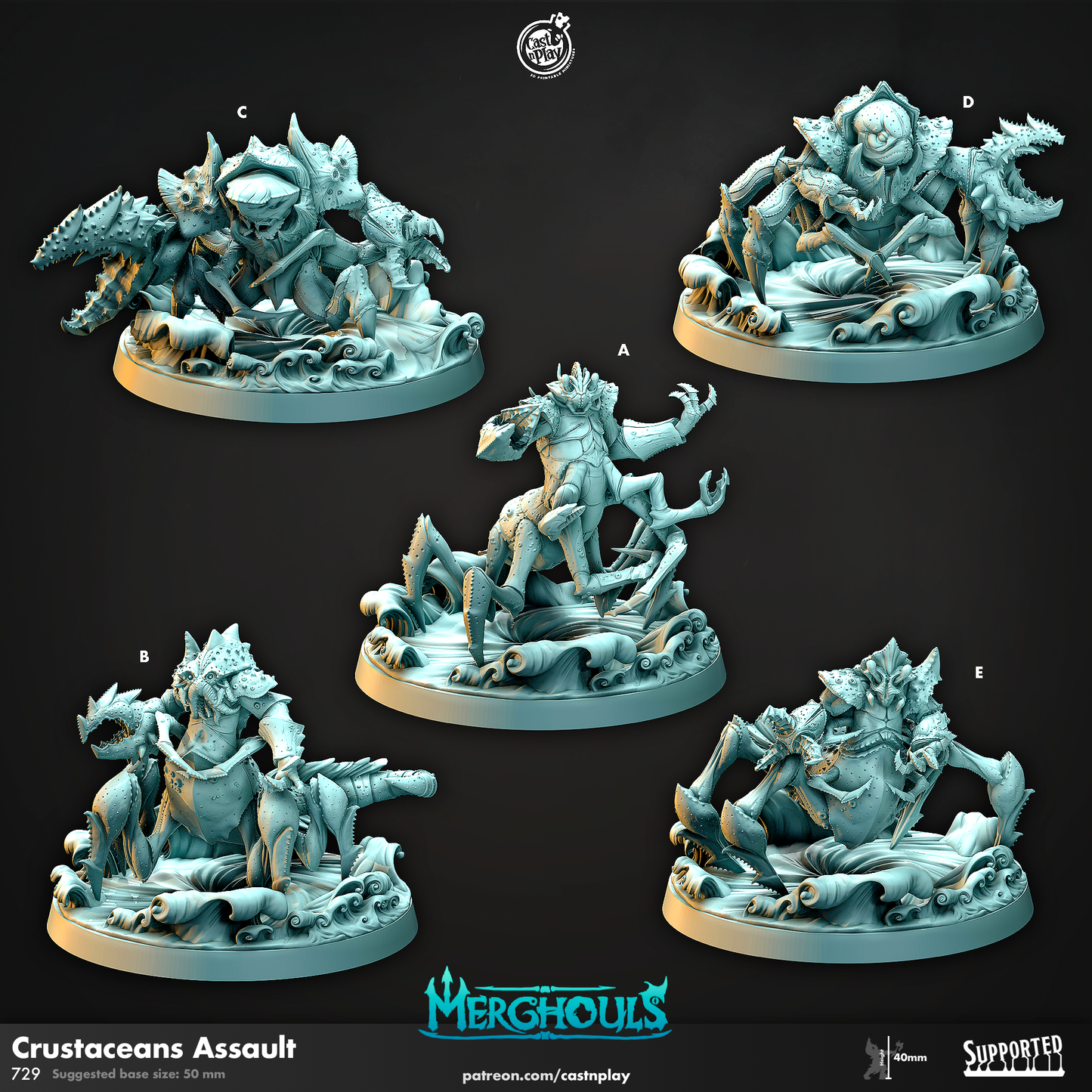 Crustaceans Assault - 3D Printed Miniature - Fantasy Miniature -Tabletop Miniature - Tabletop Miniature - D&D (Copy)