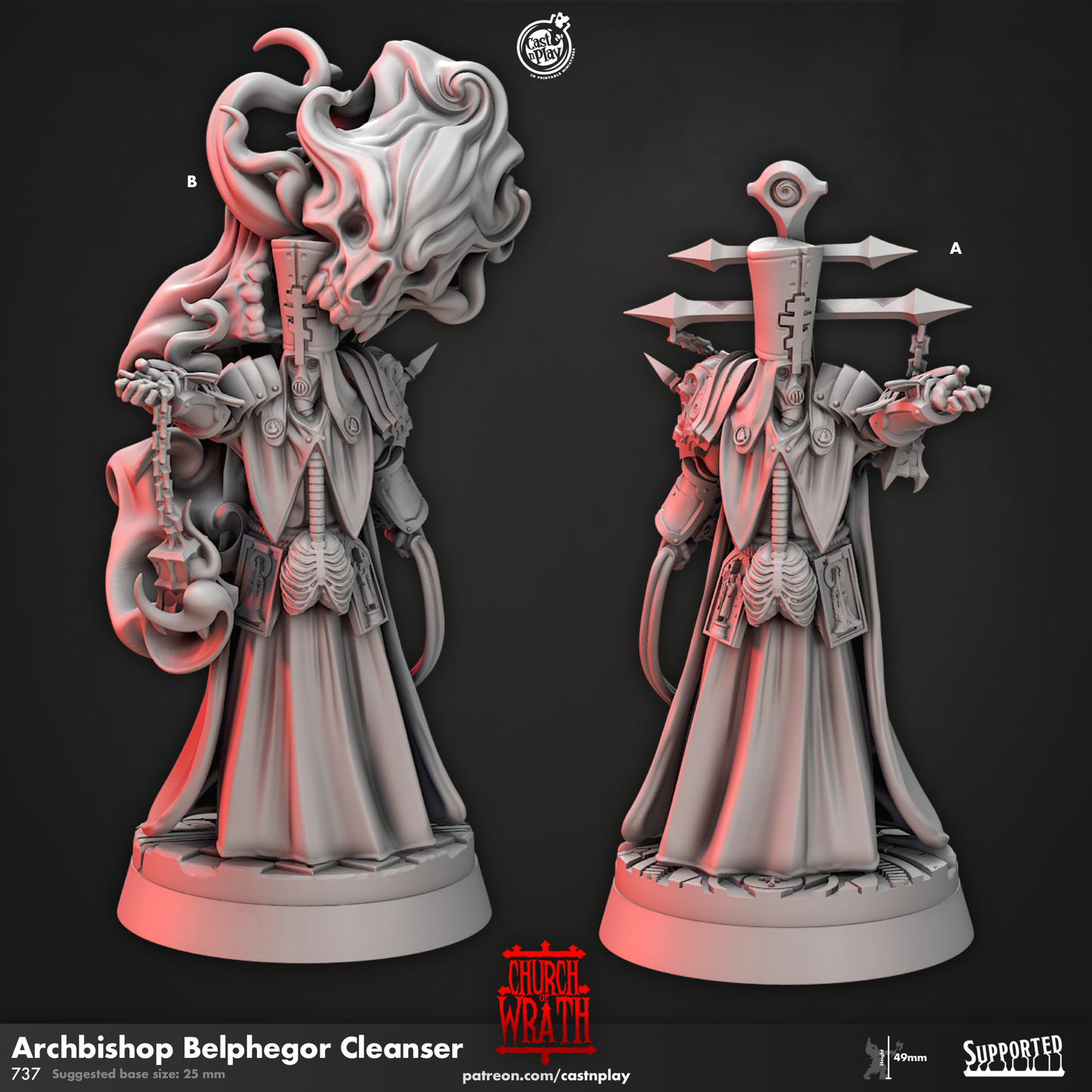 Archbishop Belphegor - 3D Printed Miniature - Fantasy Miniature -Tabletop Miniature - Tabletop Miniature - D&D