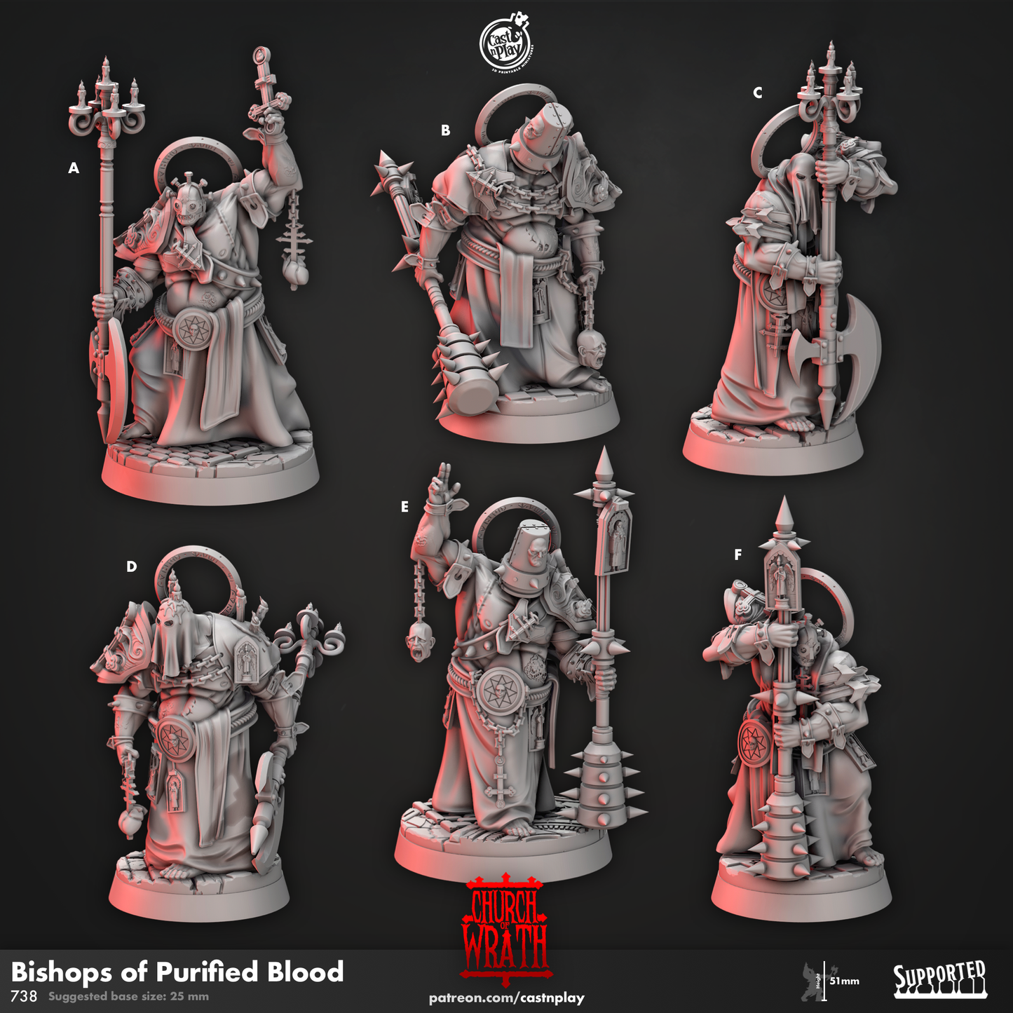 Bishops of purified Blood - 3D Printed Miniature - Fantasy Miniature -Tabletop Miniature - Tabletop Miniature - D&D (Copy)