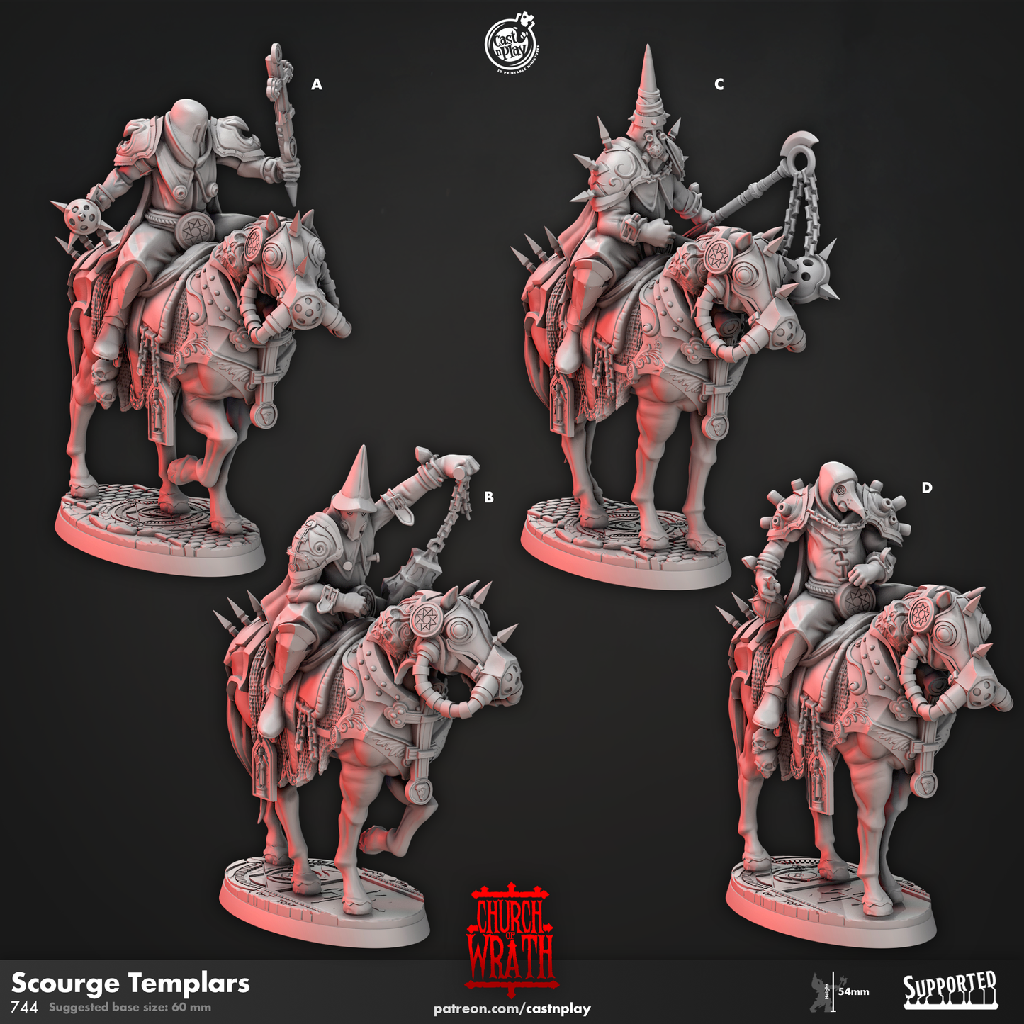 Scourge Templars - 3D Printed Miniature - Fantasy Miniature -Tabletop Miniature - Tabletop Miniature - D&D (Copy)
