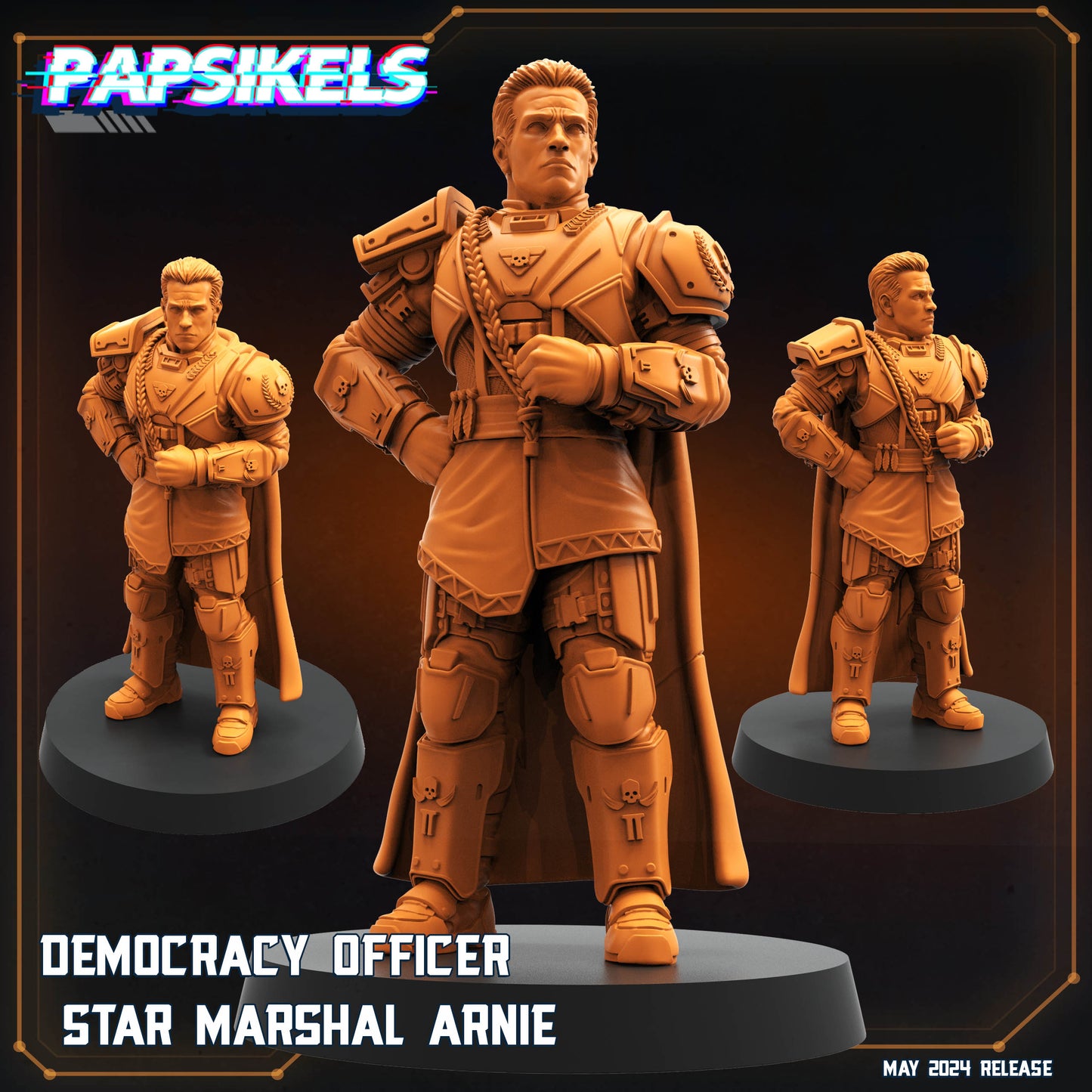 Star Marshal Arnie - Resin Miniature - Tabletop miniature - Fantasy Miniature - 32mm - D&D - Sci-fi Miniature- Papsikel