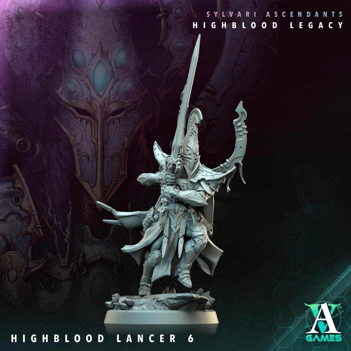 Highblood Lancer - 3D Printed Miniature - Fantasy Miniature -Tabletop Miniature - Tabletop Miniature - D&D