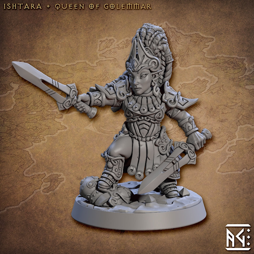 Ishtarra Gnome Queen - 3D Printed Miniature - Fantasy Miniature - Tabletop Miniature - D&D - Artisan Guild