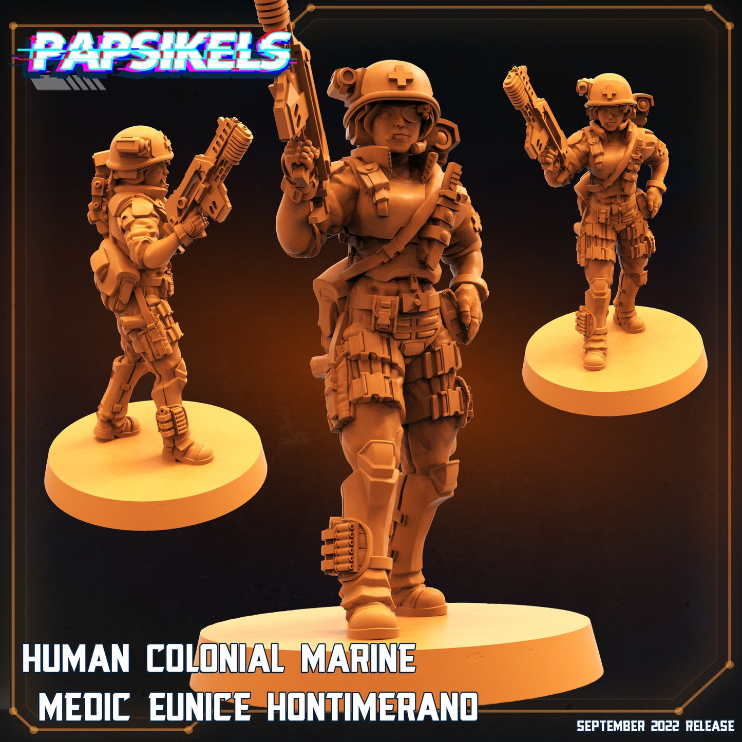 Human Colonial Medic Eunice - Resin Miniature - Tabletop miniature - Fantasy Miniature - 32mm - D&D Sci-fi Miniature - Papsikel