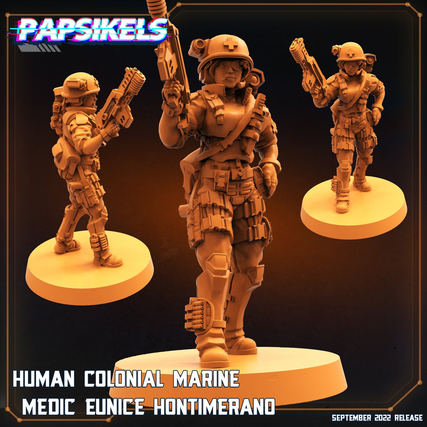 Human Colonial Medic Eunice - Resin Miniature - Tabletop miniature - Fantasy Miniature - 32mm - D&D Sci-fi Miniature - Papsikel
