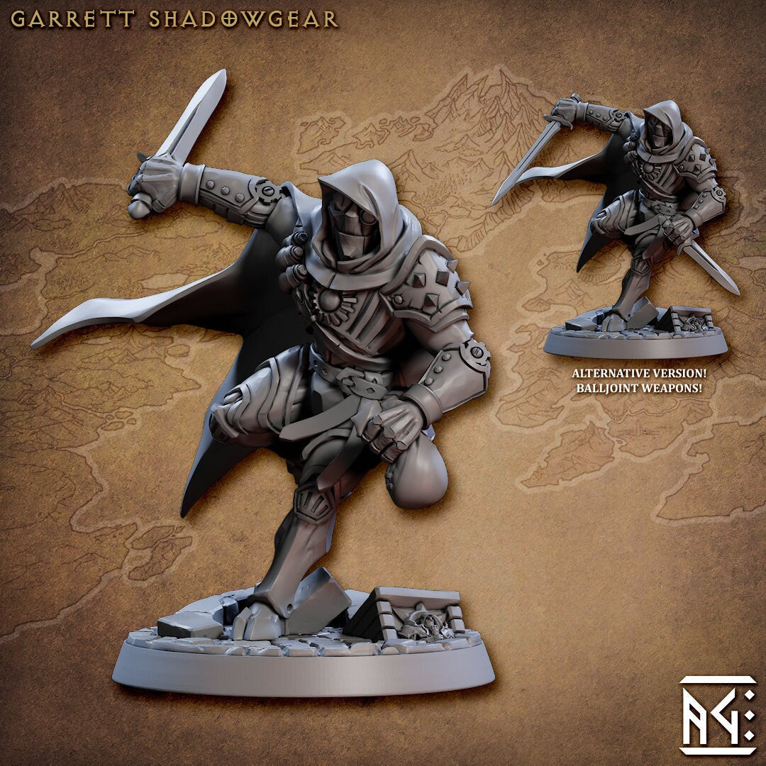 Garrett Shadowgear - Tabletop miniature - Fantasy - 32mm - D&D Resin Miniature - Artisan Guild
