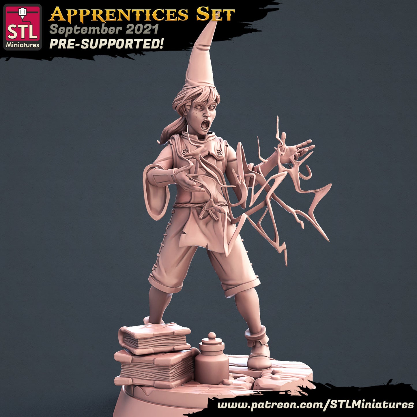 Apprentice mage - Tabletop miniature - Fantasy - 32mm - D&D Resin Miniature