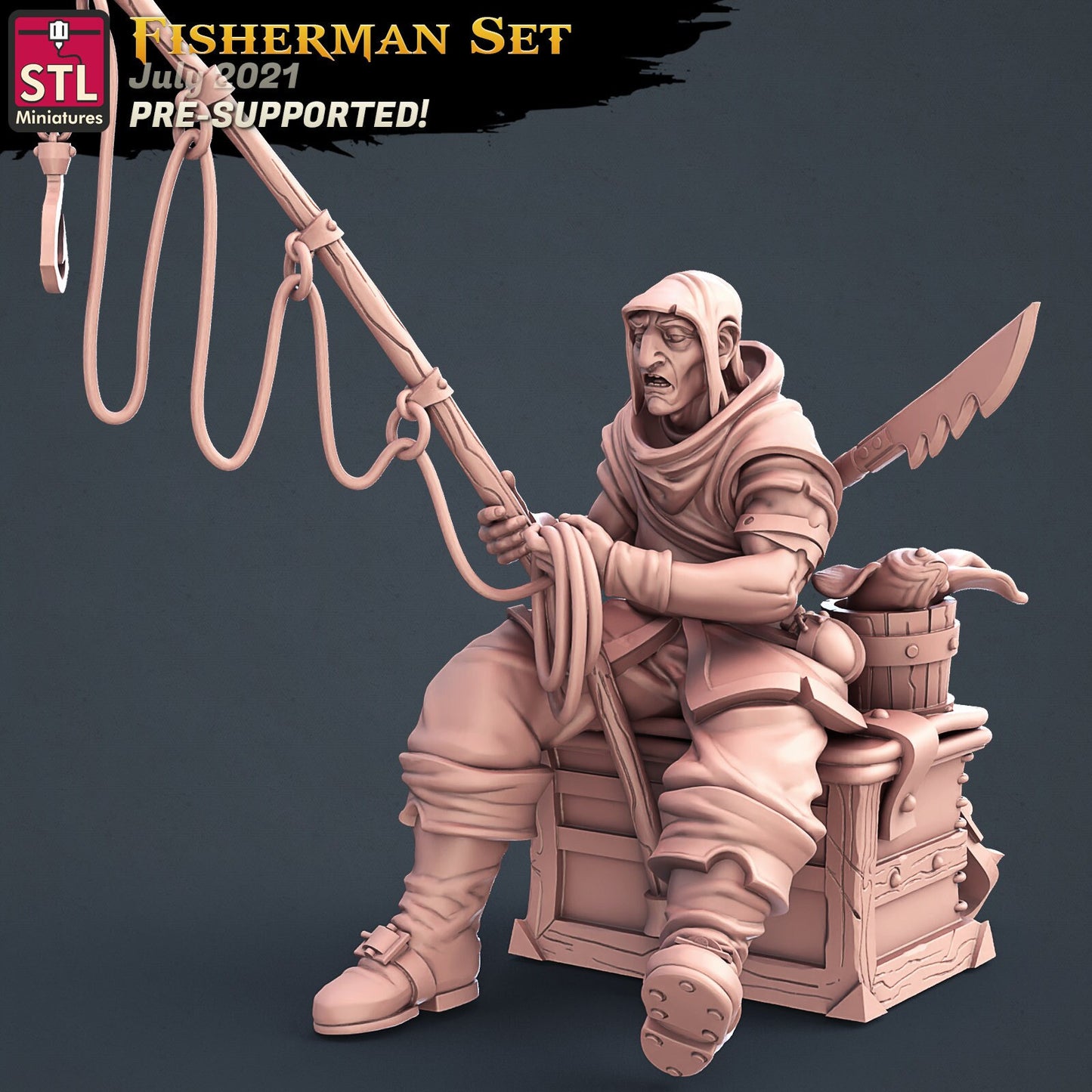 Fisherman - Tabletop miniature - Fantasy - 32mm - D&D Resin Miniature