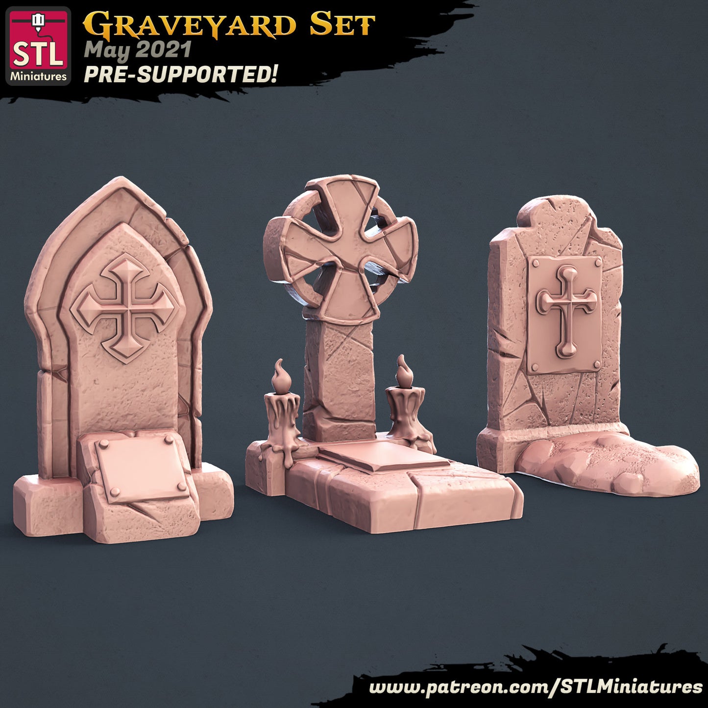 Graveyard Tombs - Tabletop miniature - Fantasy - 32mm - D&D Resin Miniature