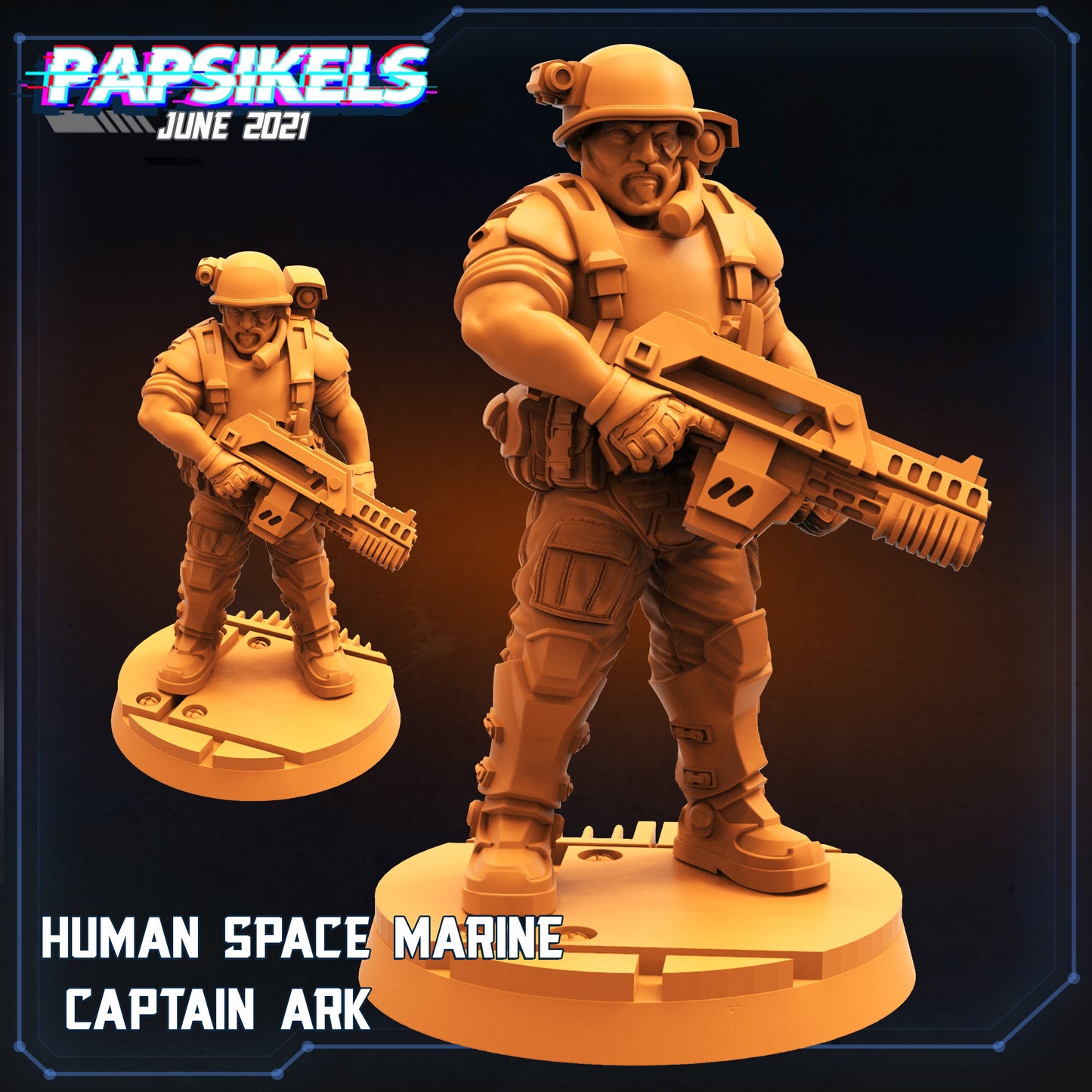 Space captain Ark - Resin Miniature - Tabletop miniature - Fantasy Miniature - 32mm - D&D Sci-fi Miniature - Papsikel