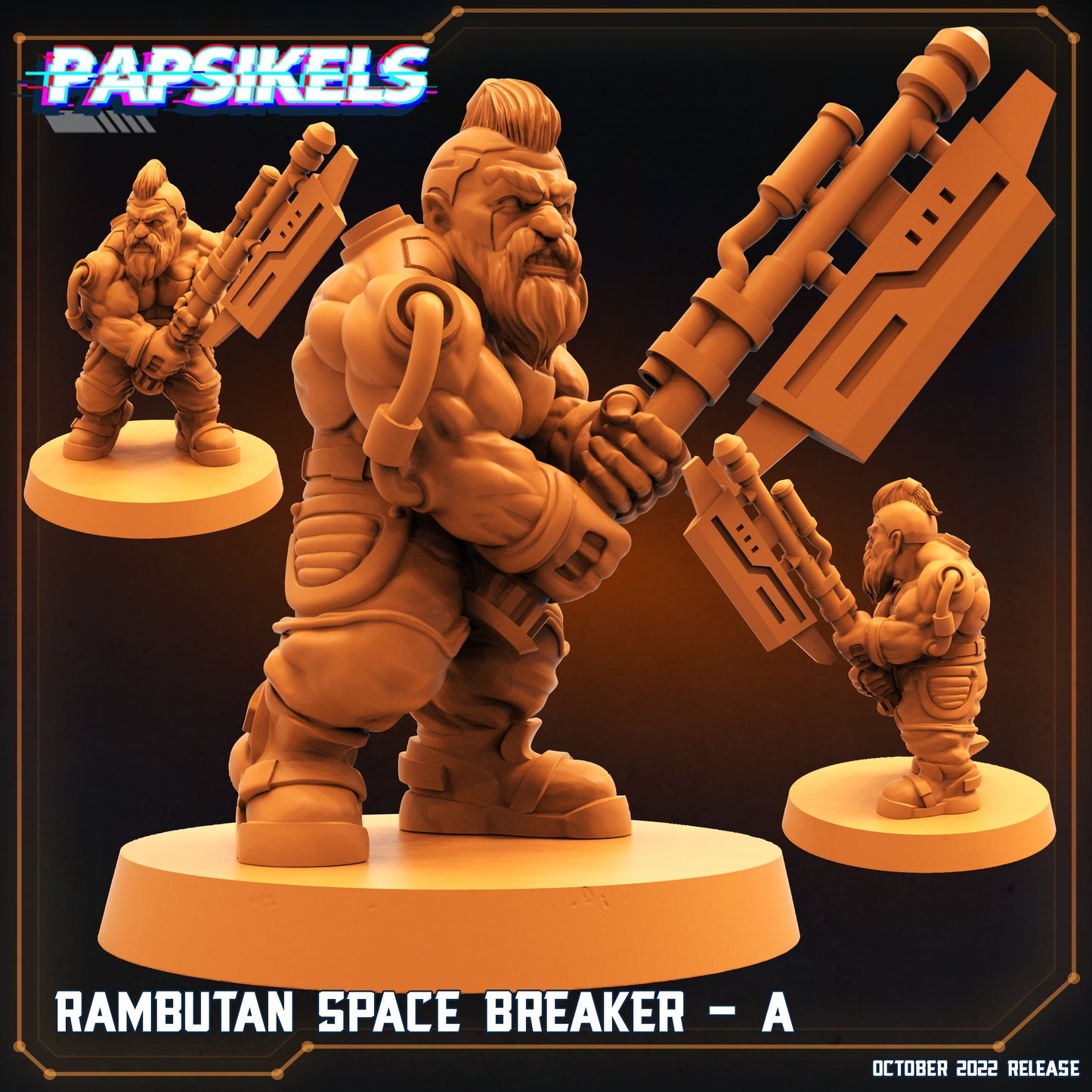 Rambutan Space Breaker A - Resin Miniature - Tabletop miniature - Fantasy Miniature - 32mm - D&D - Sci-fi Miniature - Papsikel