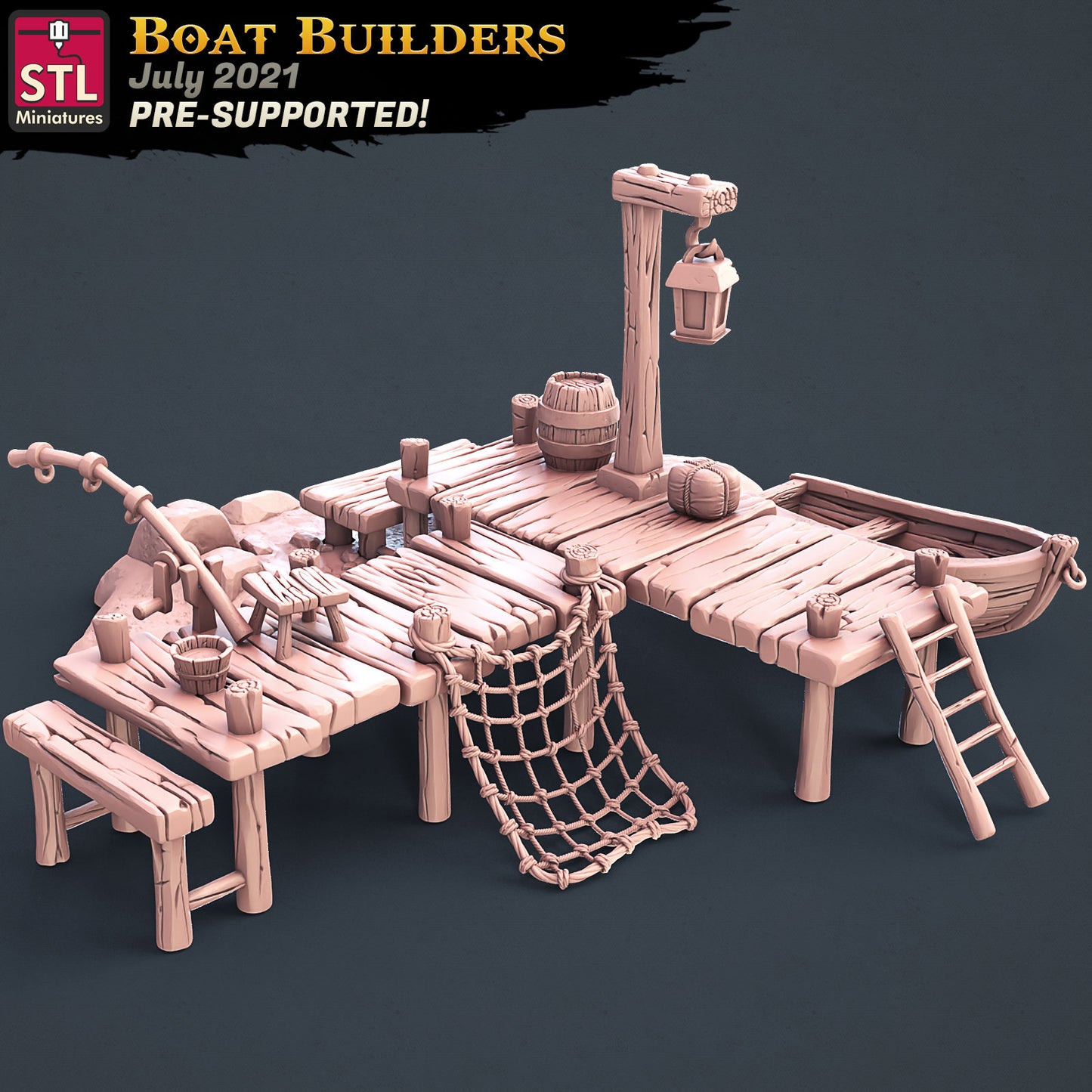 Boat Builder Dock - Tabletop miniature - Fantasy - 32mm - D&D Resin Miniature