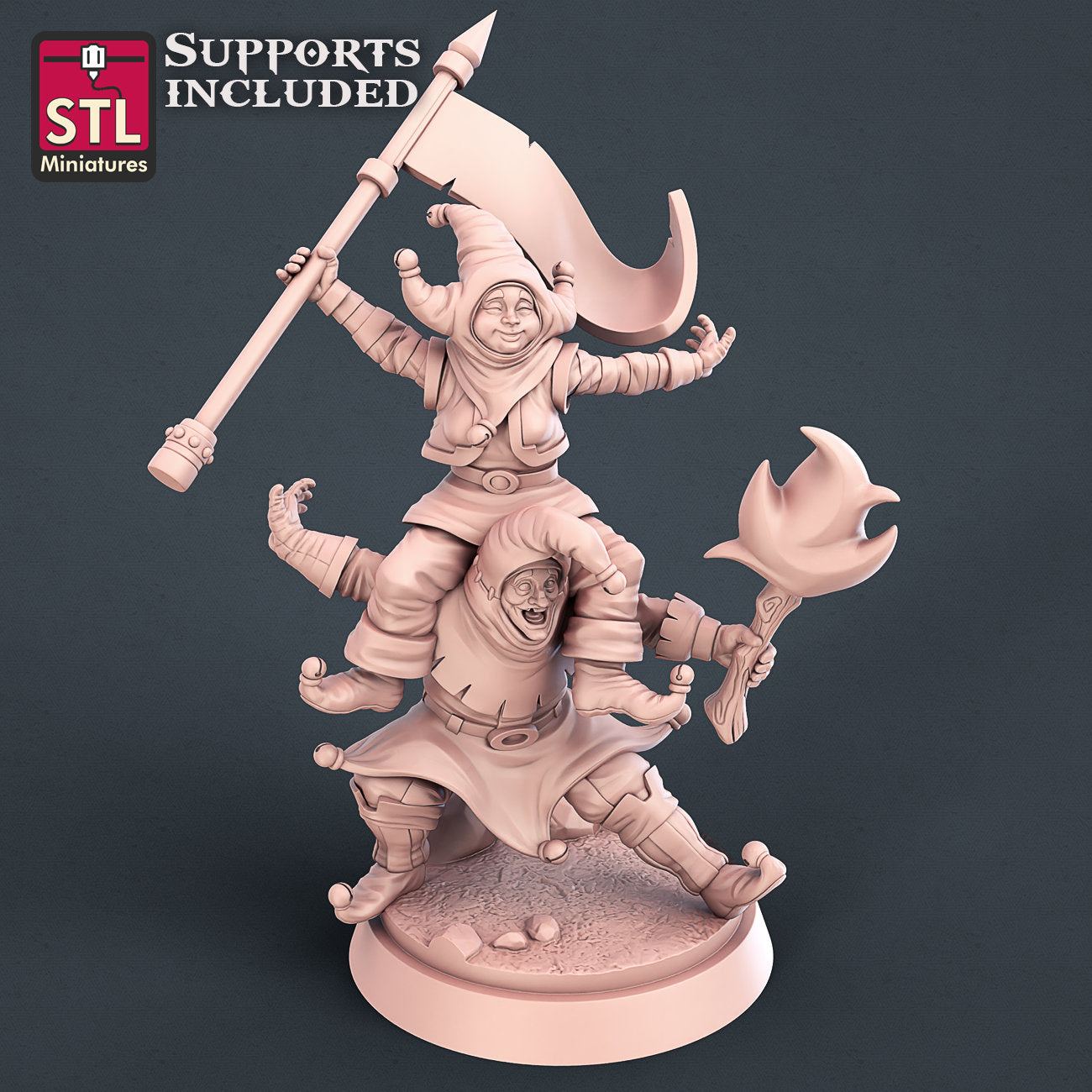 Carnival Harlequins - Tabletop miniature - Fantasy - 32mm - D&D Resin Miniature