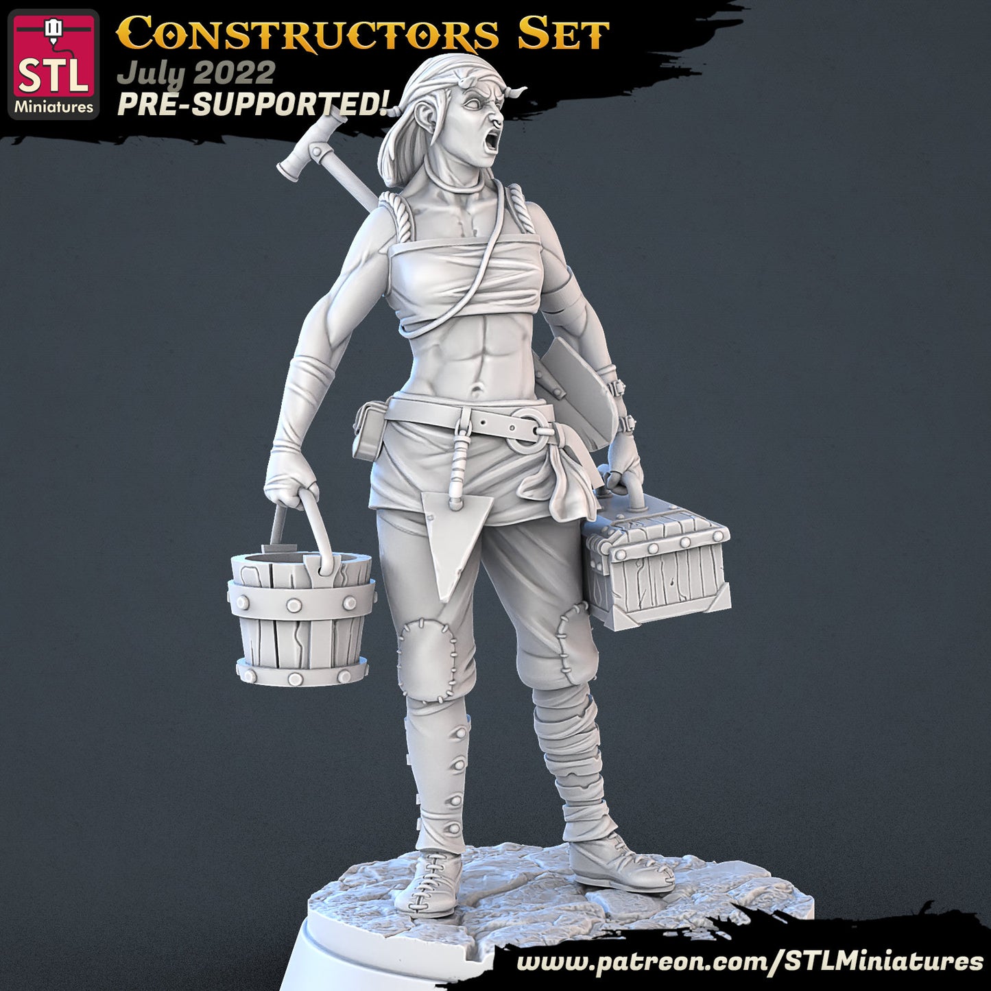 Construction Workers - Tabletop miniature - Fantasy - 32mm - D&D Resin Miniature
