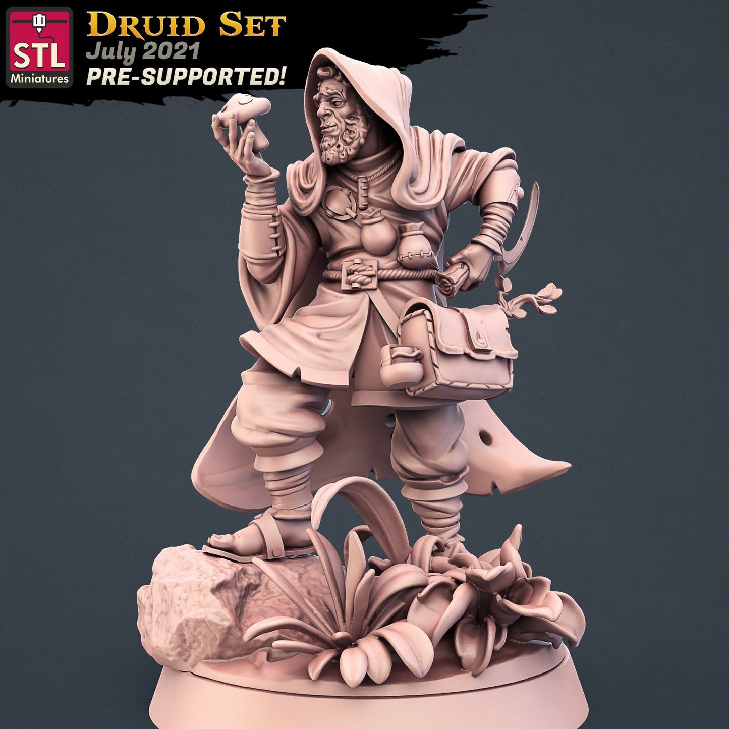 Druid Male - Tabletop miniature - Fantasy - 32mm - D&D Resin Miniature