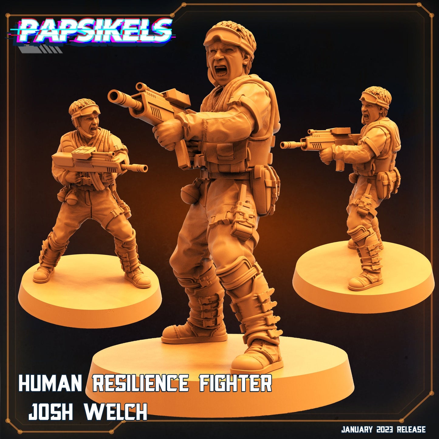 Fighter Josh Welch - Resin Miniature - Tabletop miniature - Fantasy Miniature - 32mm - D&D - Sci-fi Miniature - Papsikel