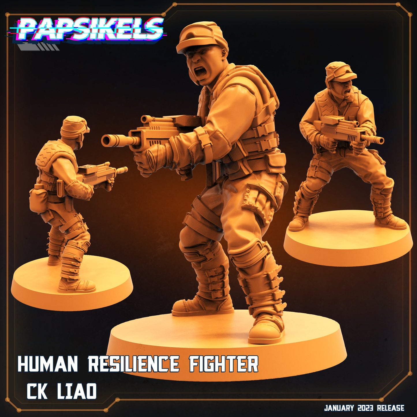 Fighter CK Liao - Resin Miniature - Tabletop miniature - Fantasy Miniature - 32mm - D&D - Sci-fi Miniature - Papsikel