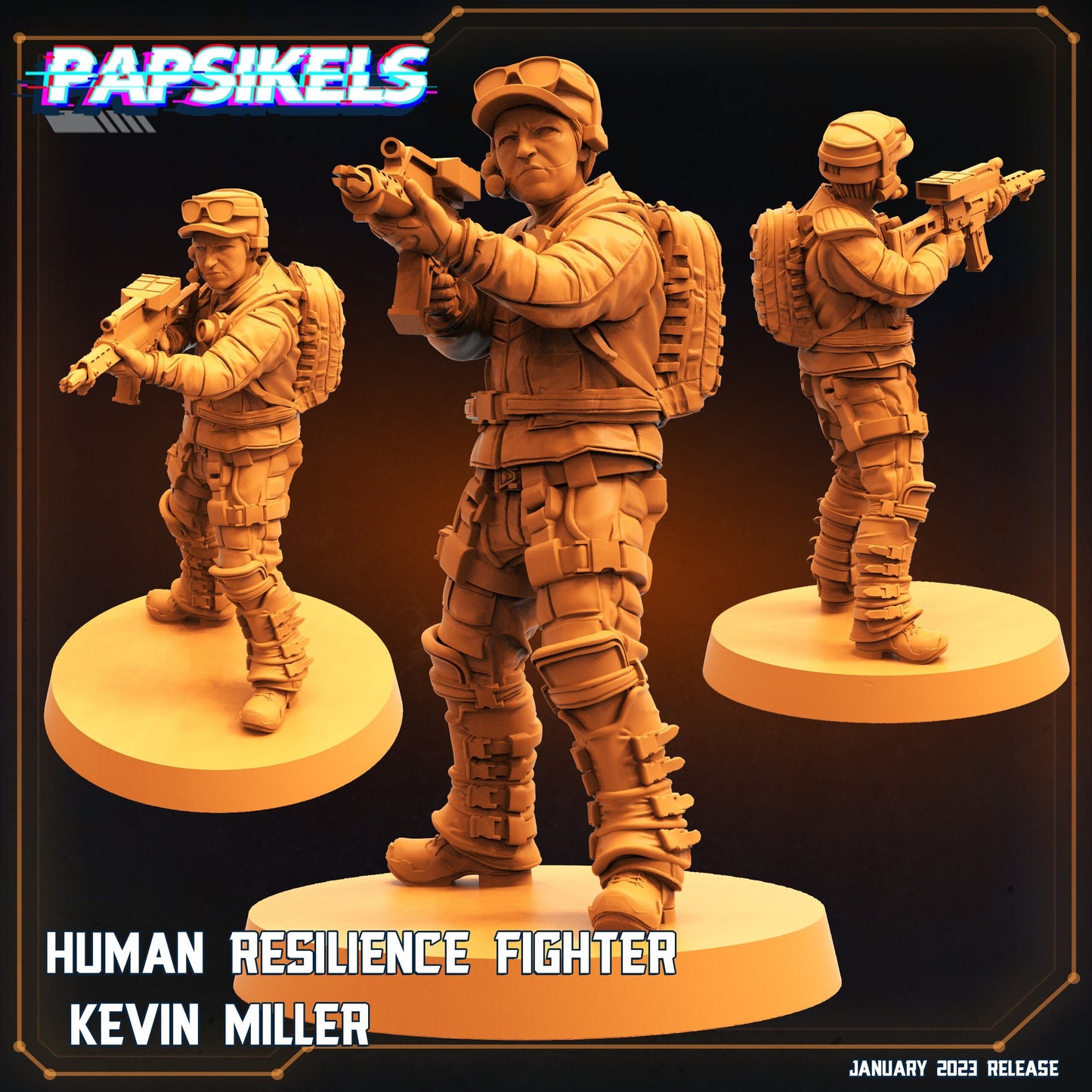 Fighter Kevin Miller - Resin Miniature - Tabletop miniature - Fantasy Miniature - 32mm - D&D - Sci-fi Miniature - Papsikel