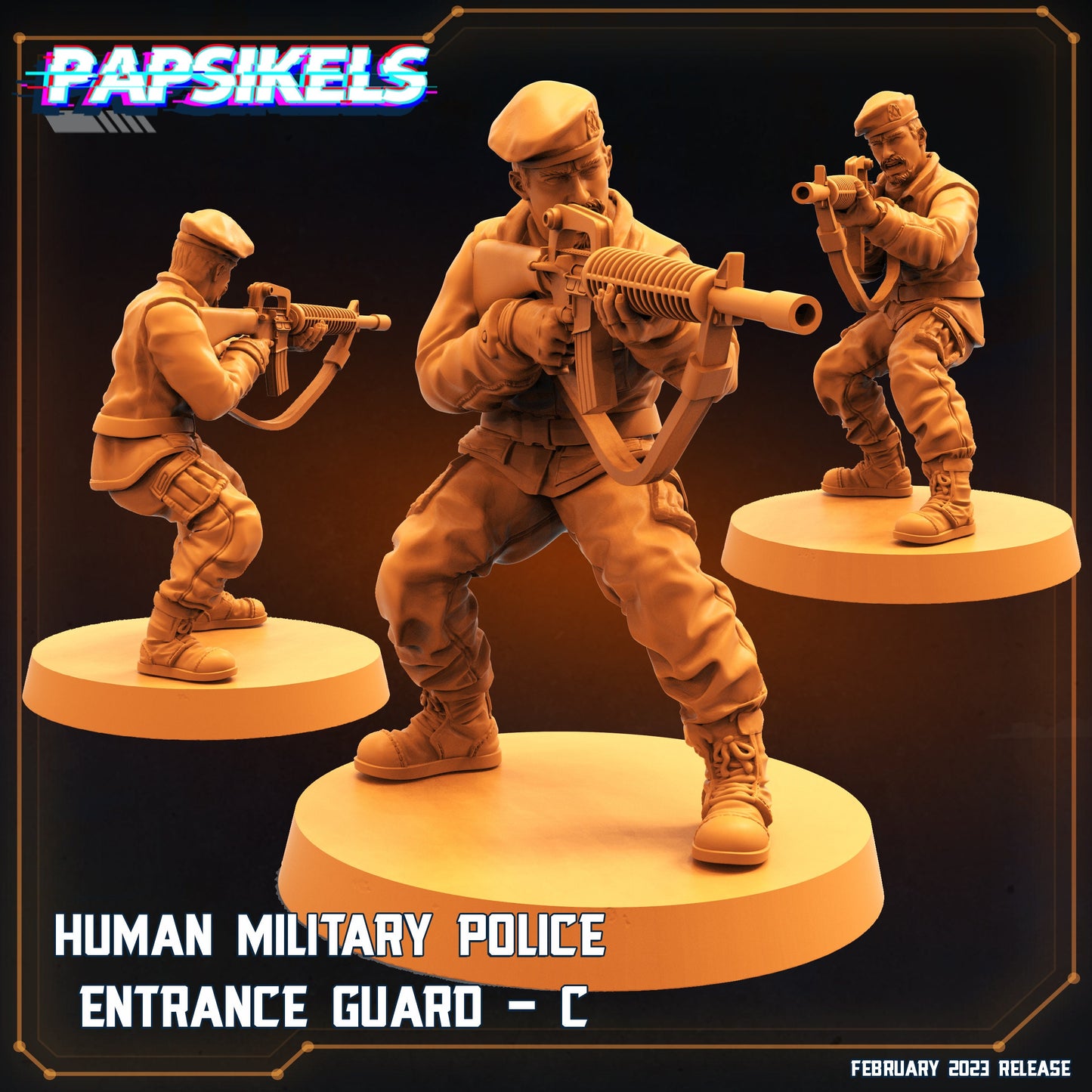 Military Police Guard C - Resin Miniature - Tabletop miniature - Fantasy Miniature - 32mm - D&D - Sci-fi Miniature - Papsikel- Papsikel