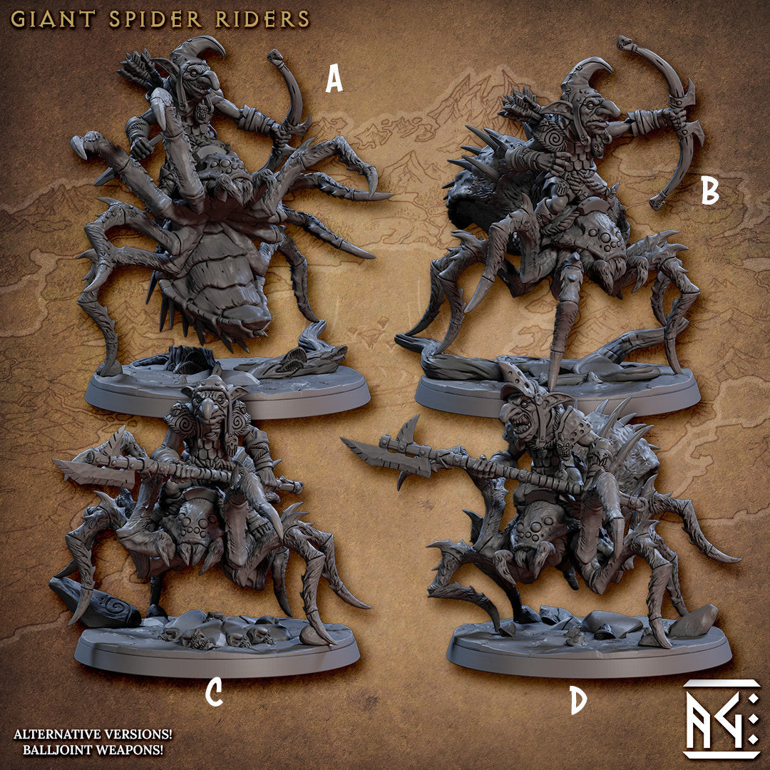 Giant Spiders A - Tabletop miniature - Fantasy - 32mm - D&D Resin Miniature - Artisan Guild