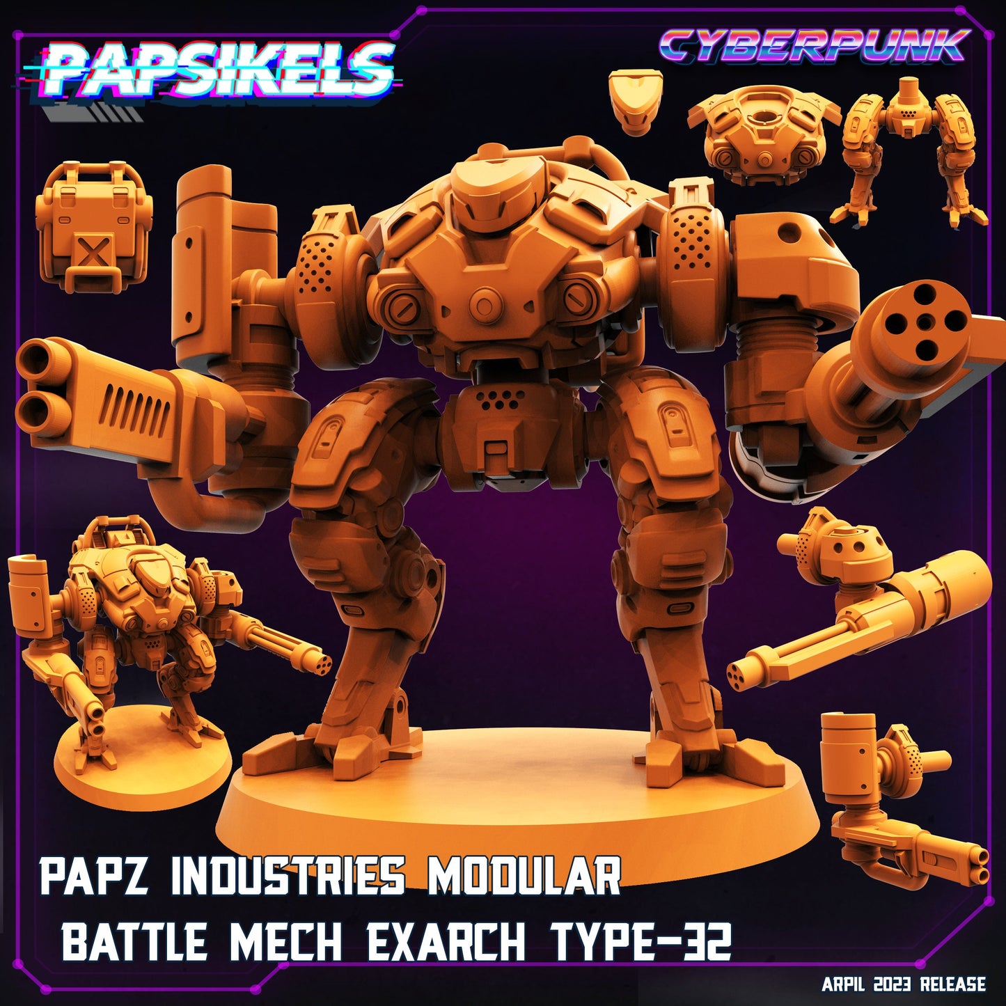 Modular Battle Mech - Resin Miniature - Tabletop miniature - Fantasy Miniature - 32mm - D&D - Sci-fi Miniature - Papsikel