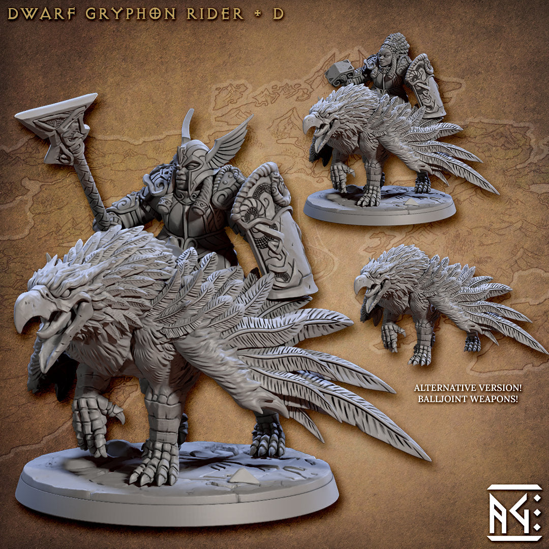 Dwarf Gryphon - Tabletop miniature - Fantasy - 32mm - D&D Resin Miniature - Artisan Guild