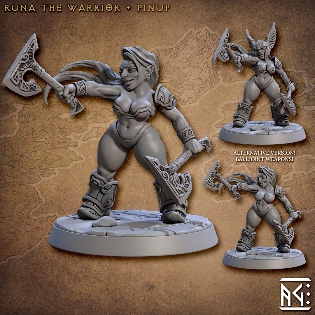 Runa the Warrior - Tabletop miniature - Fantasy - 32mm - D&D Resin Miniature - Artisan Guild