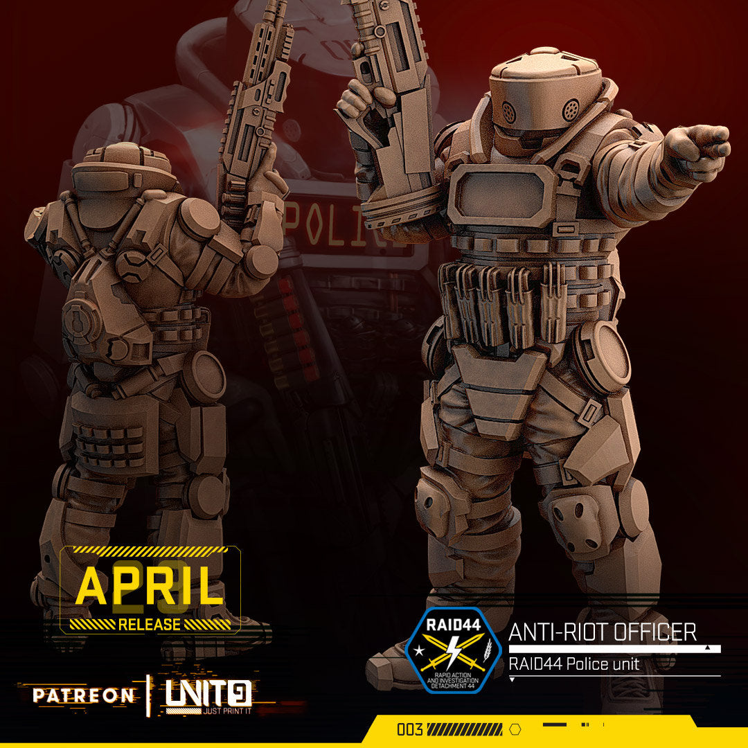 Anti Riot Police Officers - Tabletop miniature - Fantasy - 32mm - D&D Resin Miniature