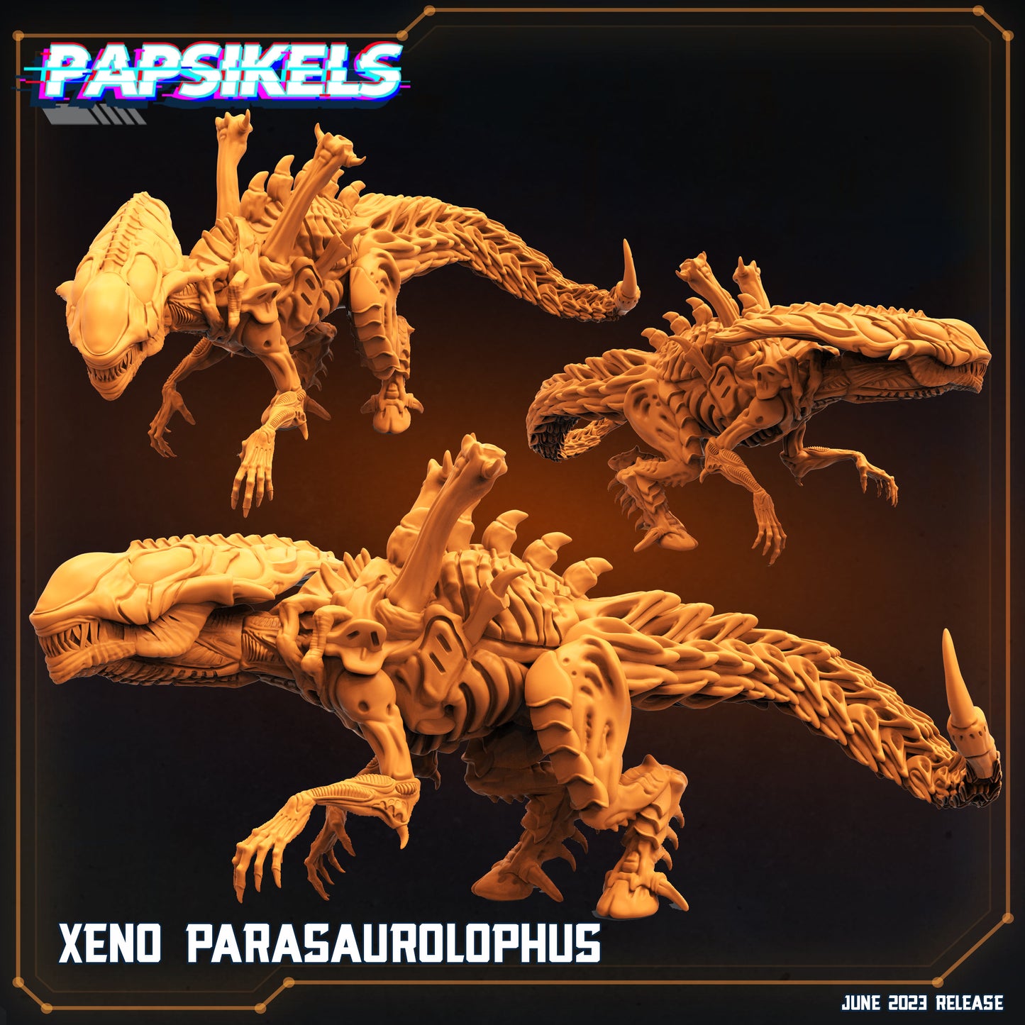 XENO PARASAUROLOPHUS - Resin Miniature - Tabletop miniature - Fantasy Miniature - 32mm - D&D - Sci-fi Miniature - Papsikel