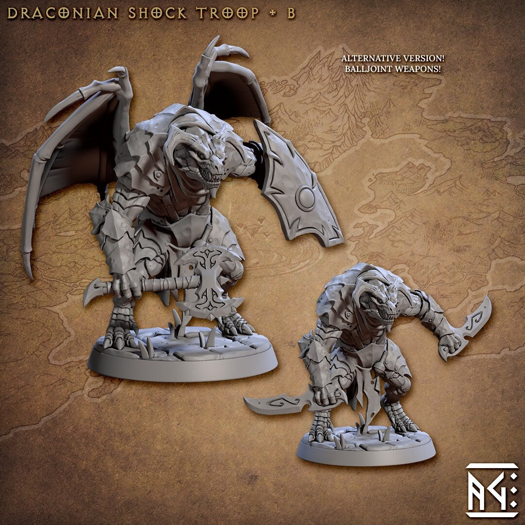 Draconians Shock - Tabletop miniature - Fantasy - 32mm - D&D Resin Miniature - Artisan Guild