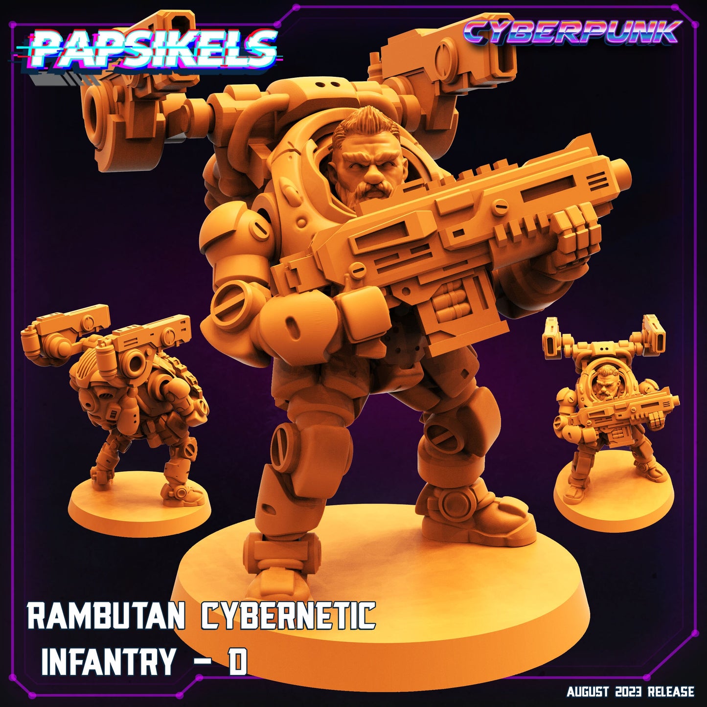 Cybernetic Infantry - Resin Miniature - Tabletop miniature - Fantasy Miniature - 32mm - D&D - Sci-fi Miniature - Papsikel