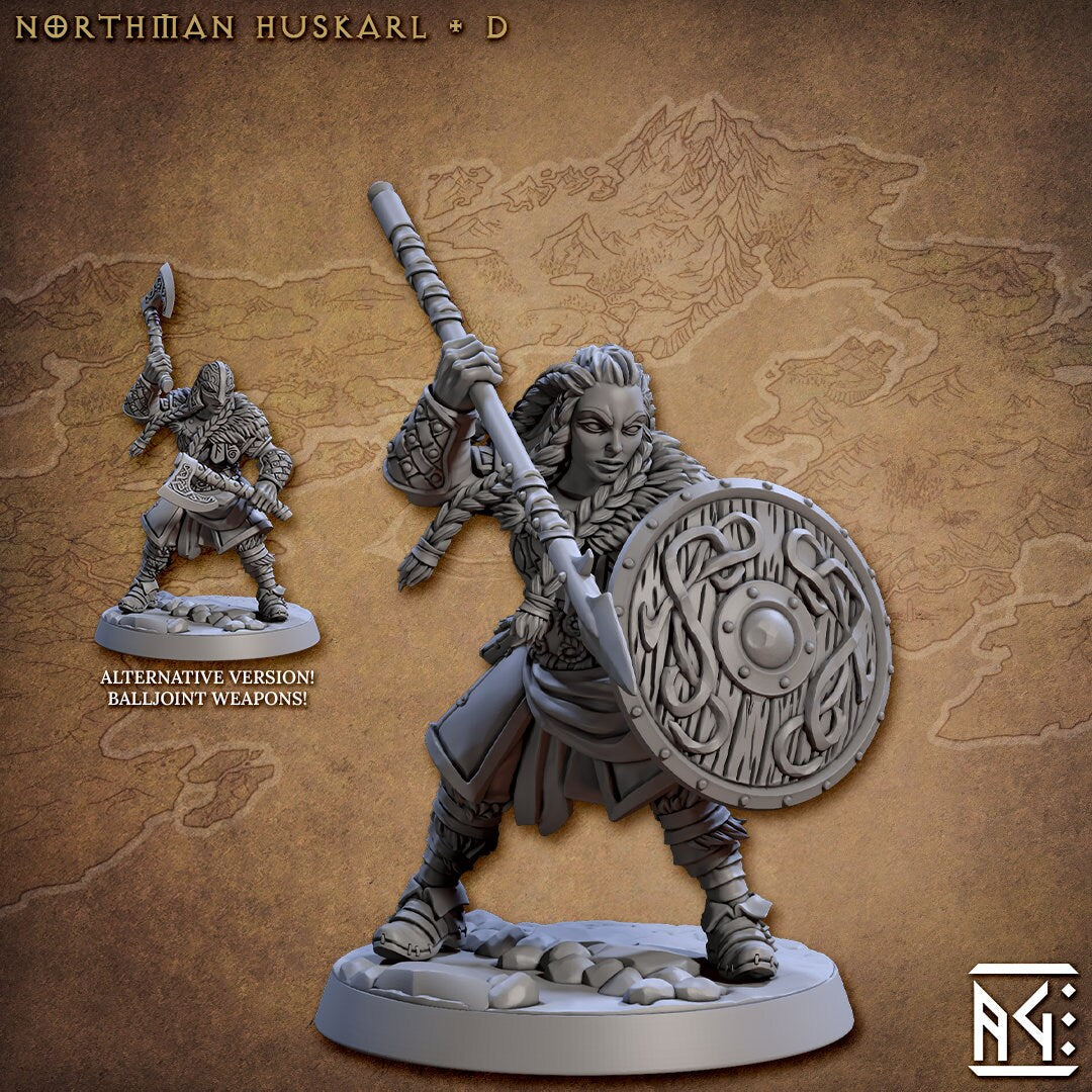 Huskarl - 3D Printed Miniature - Fantasy Miniature -Tabletop Miniature - Tabletop Miniature - D&D - Artisan Guild DnD