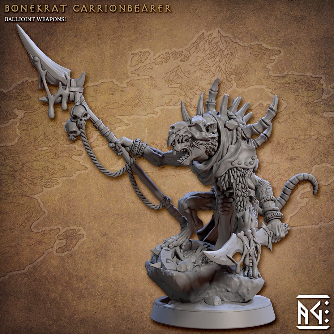 Bonekrat - 3D Printed Miniature - Fantasy Miniature -Tabletop Miniature - Tabletop Miniature - D&D - Artisan Guild