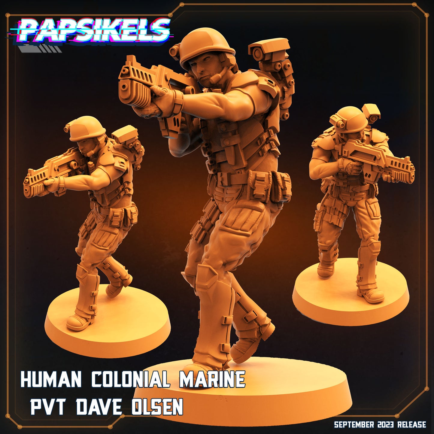 Human Colonial Dave Olsen - Resin Miniature - Tabletop miniature - Fantasy Miniature - 32mm - D&D - Sci-fi Miniature - Papsikel