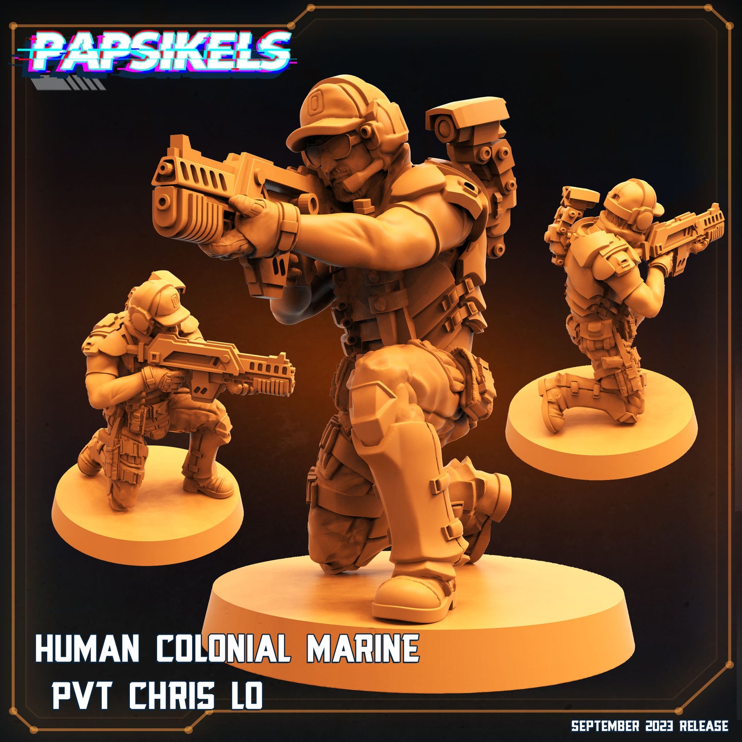 Human Colonial Chris Lo - Resin Miniature - Tabletop miniature - Fantasy Miniature - 32mm - D&D - Sci-fi Miniature - Papsikel