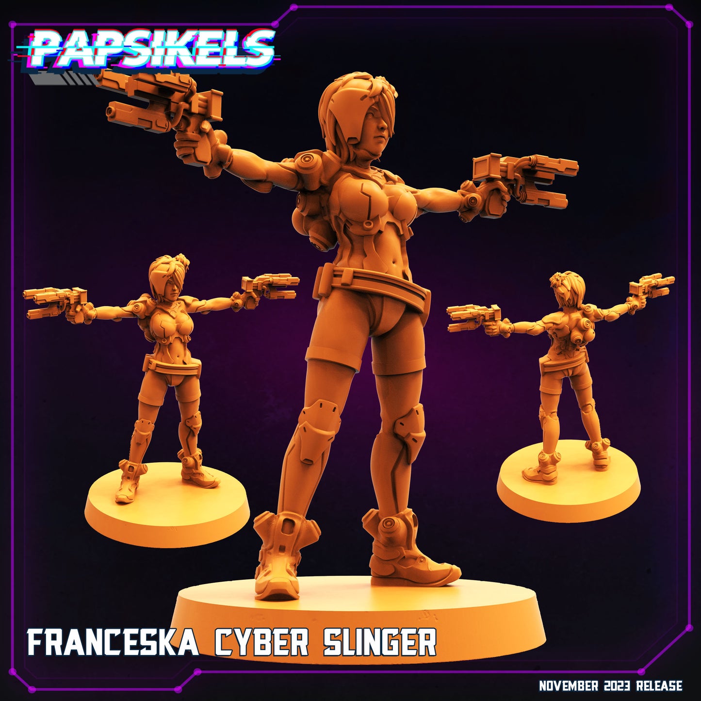 Franceska Cyber Slinger - Resin Miniature - Tabletop miniature - Fantasy Miniature - 32mm - D&D - Sci-fi Miniature - Papsikel