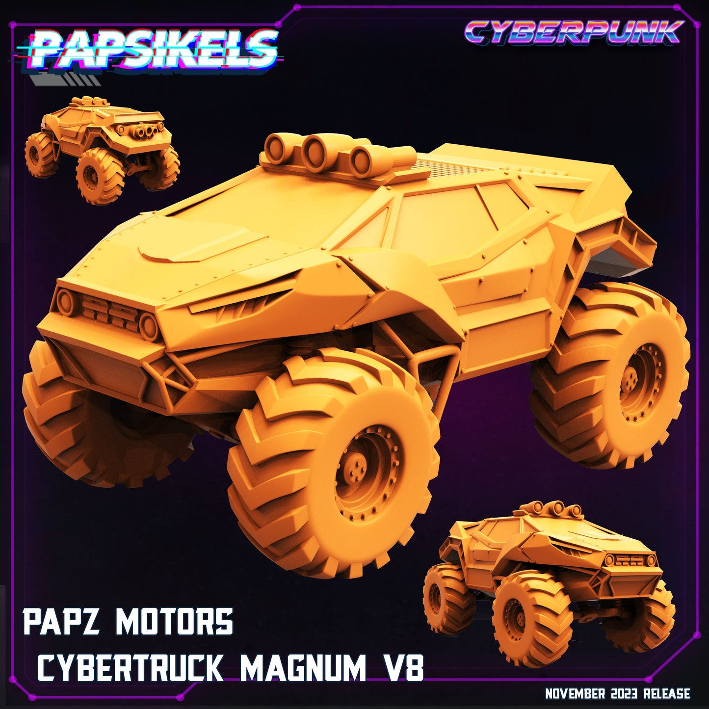 Cybertruck Magnum V8 - Resin Miniature - Tabletop miniature - Fantasy Miniature - 32mm - D&D - Sci-fi Miniature - Papsikel
