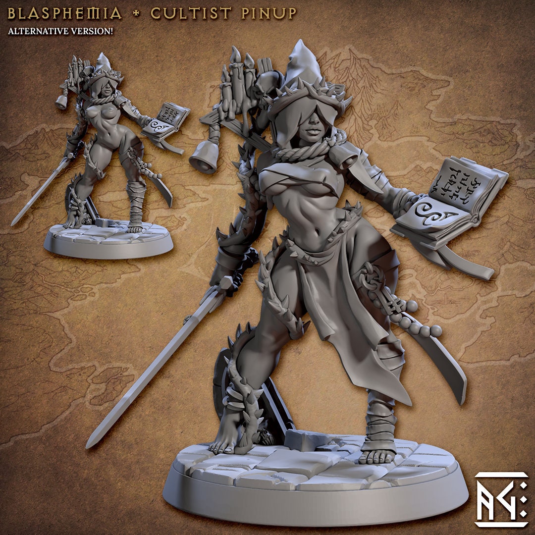 Blasphemia Pinup - 3D Printed Miniature - Fantasy Miniature -Tabletop Miniature - Tabletop Miniature - D&D - Artisan Guild