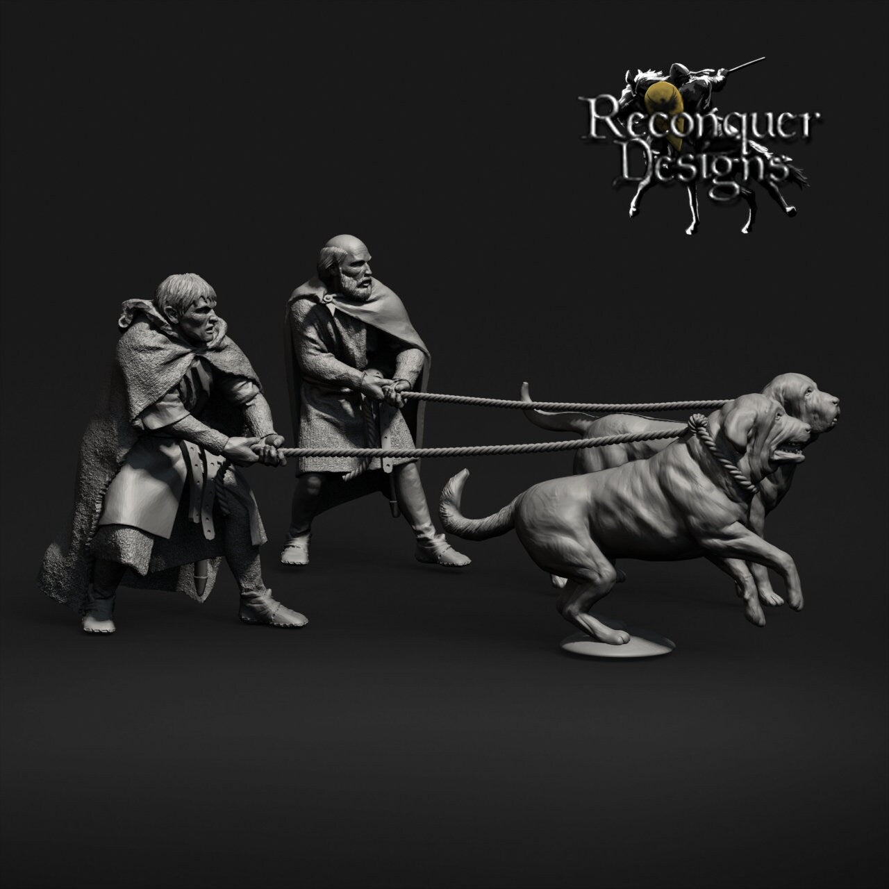 Dog Handlers - Resin Miniature - Tabletop miniature - Medieval Miniature