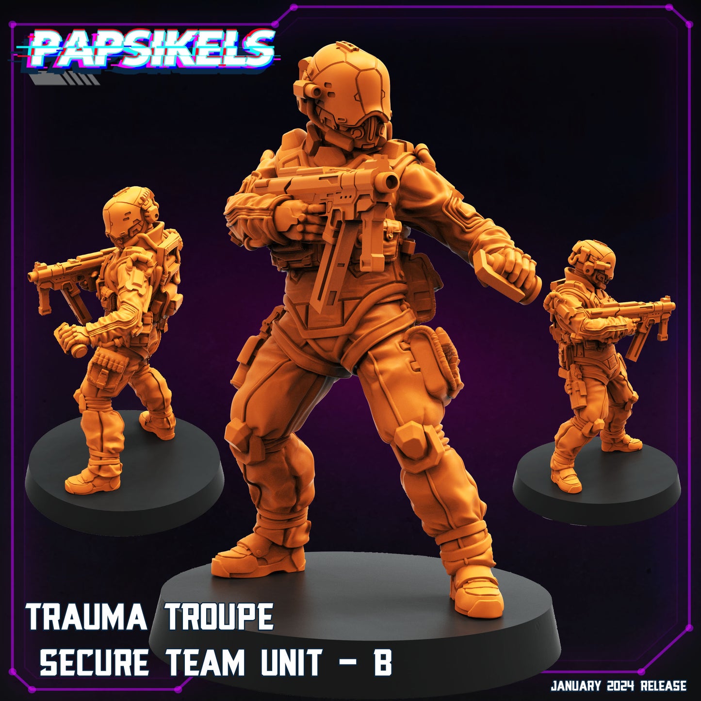 Trauma Troupe Secure Team - Resin Miniature - Tabletop miniature - Fantasy Miniature - 32mm - D&D - Sci-fi Miniature- Papsikel