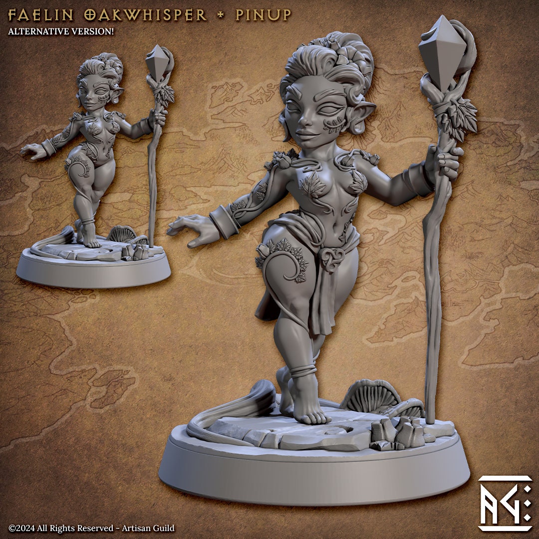 Faelin Pinup - 3D Printed Miniature - Fantasy Miniature -Tabletop Miniature - Tabletop Miniature - D&D - Artisan Guild