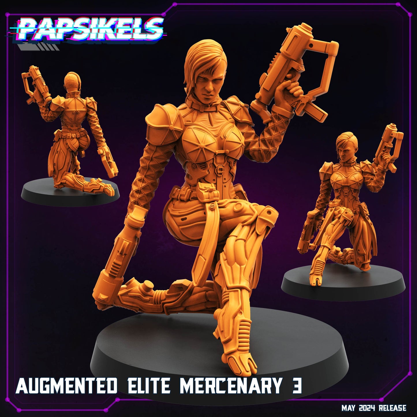 Augmented Mercenary - Resin Miniature - Tabletop miniature - Fantasy Miniature - 32mm - D&D - Sci-fi Miniature - Papsikel