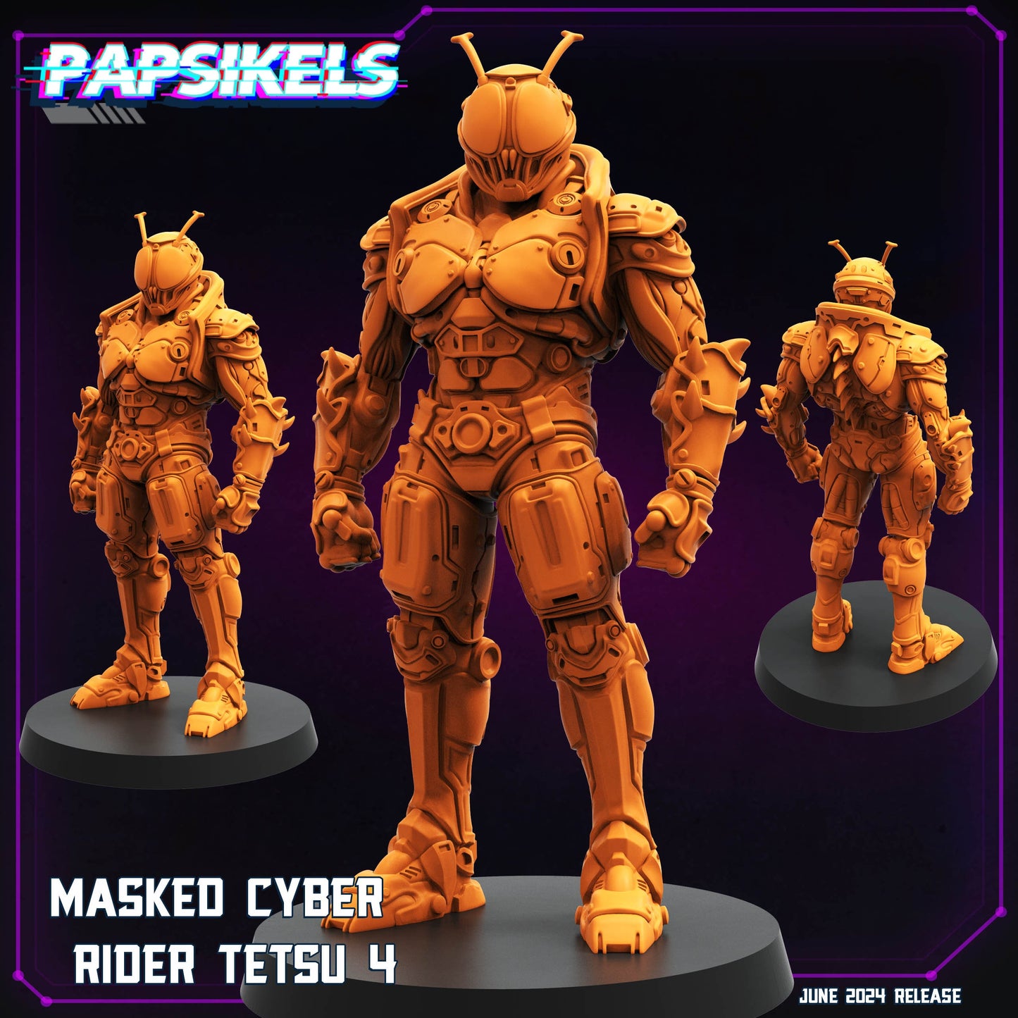 Masked Cyber Rider - Resin Miniature - Tabletop miniature - Fantasy Miniature - 32mm - D&D - Sci-fi Miniature - Papsikel