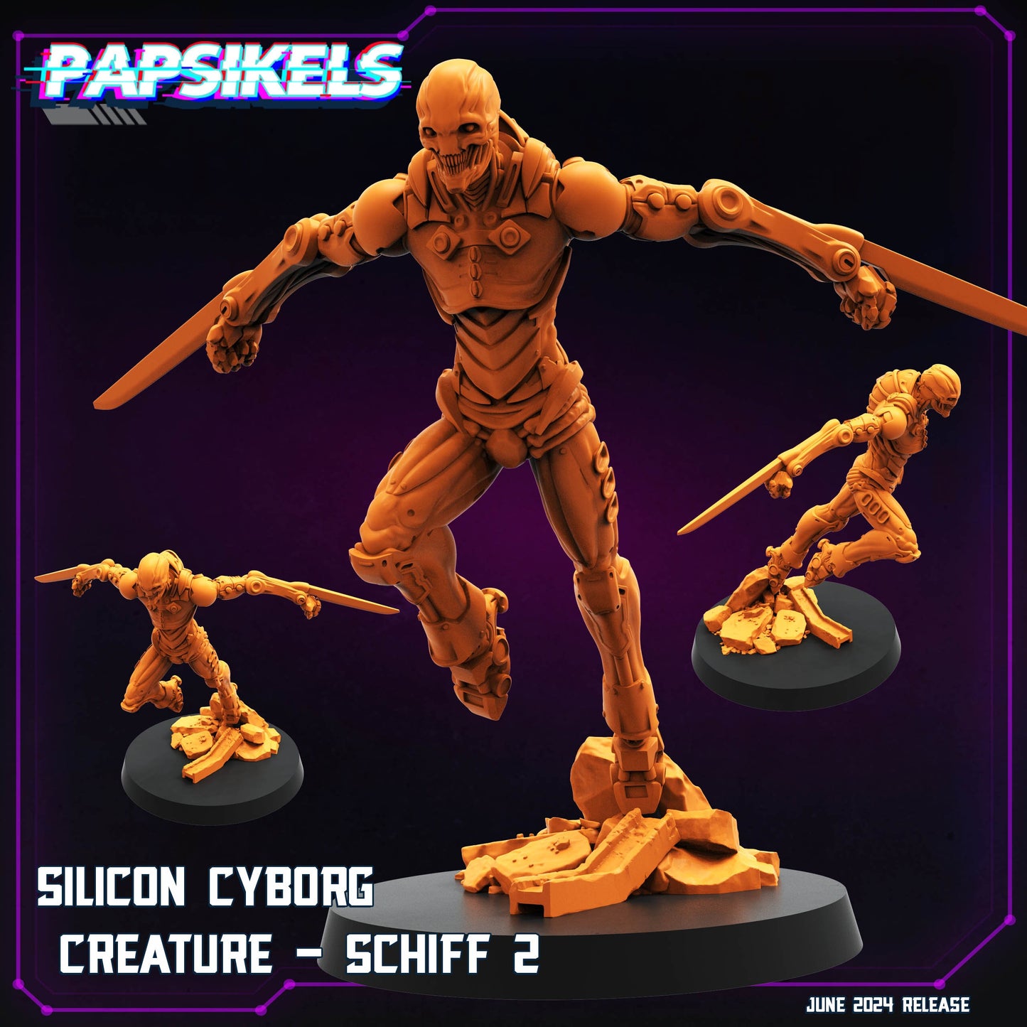 Silicon cyborg - Resin Miniature - Tabletop miniature - Fantasy Miniature - 32mm - D&D - Sci-fi Miniature - Papsikel