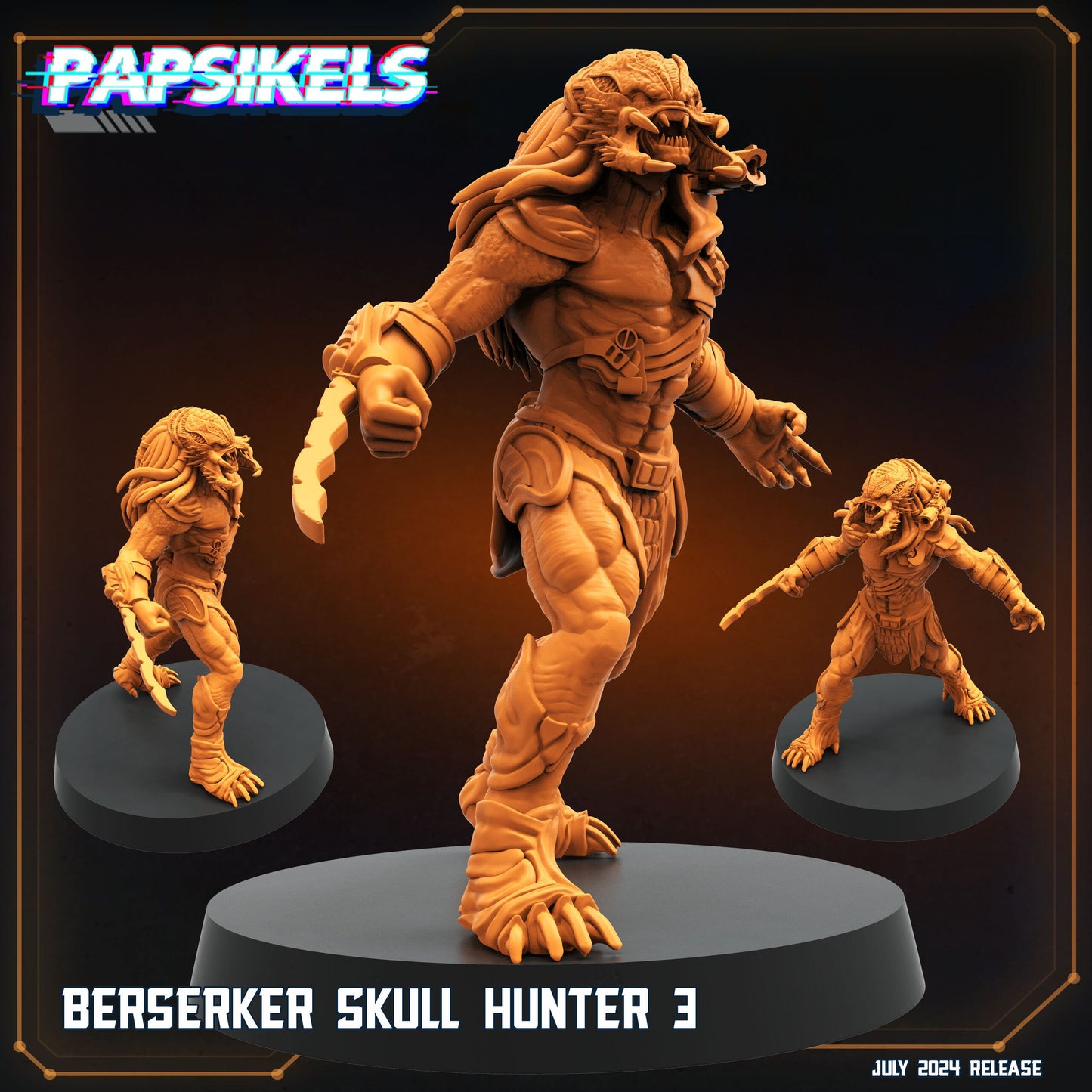 Berserker Skull Hunters - Resin Miniature - Tabletop miniature - Fantasy Miniature - 32mm - D&D - Sci-fi Miniature- Papsikel