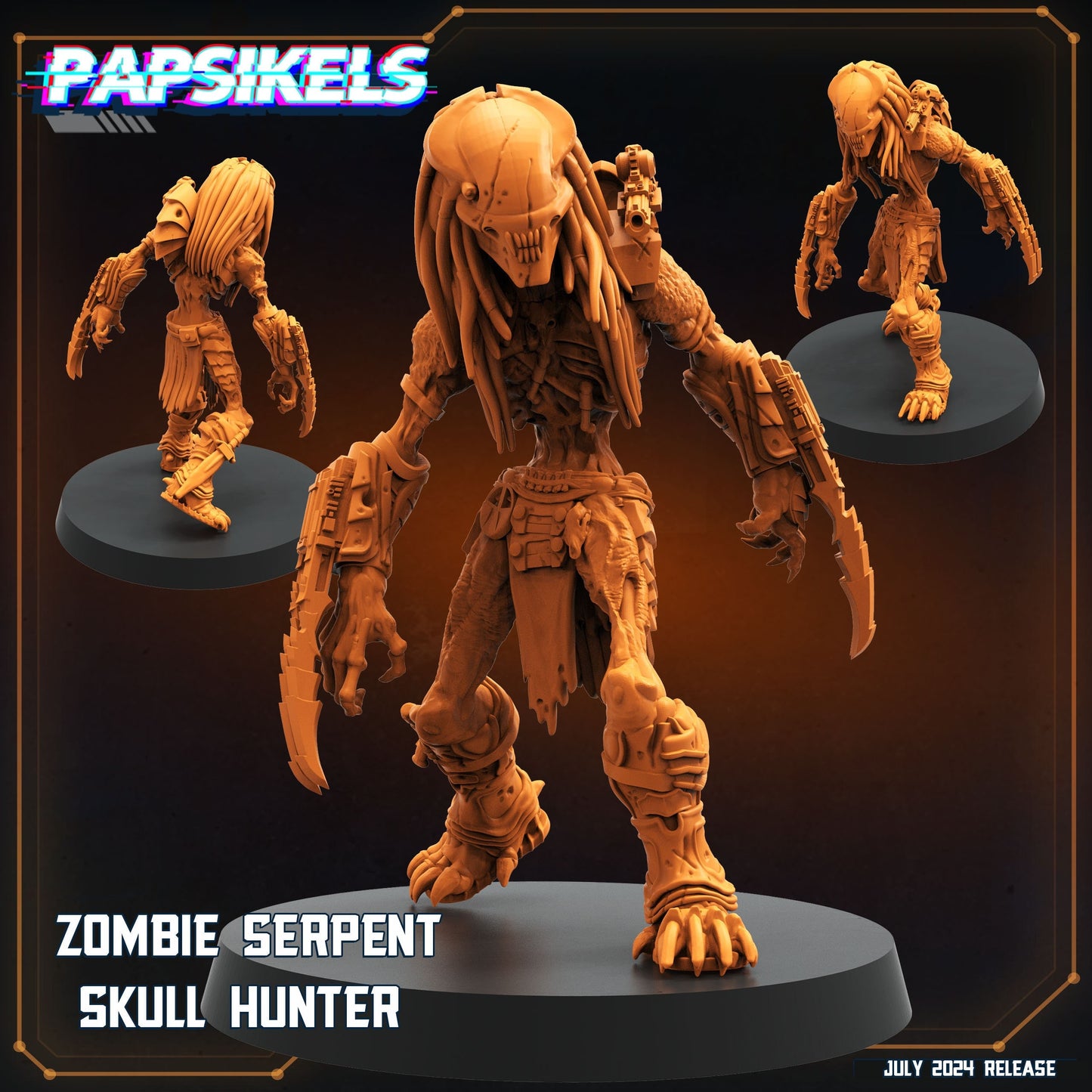 Zombie serpent skull hunter - Resin Miniature - Tabletop miniature - Fantasy Miniature - 32mm - D&D - Sci-fi Miniature- Papsikel