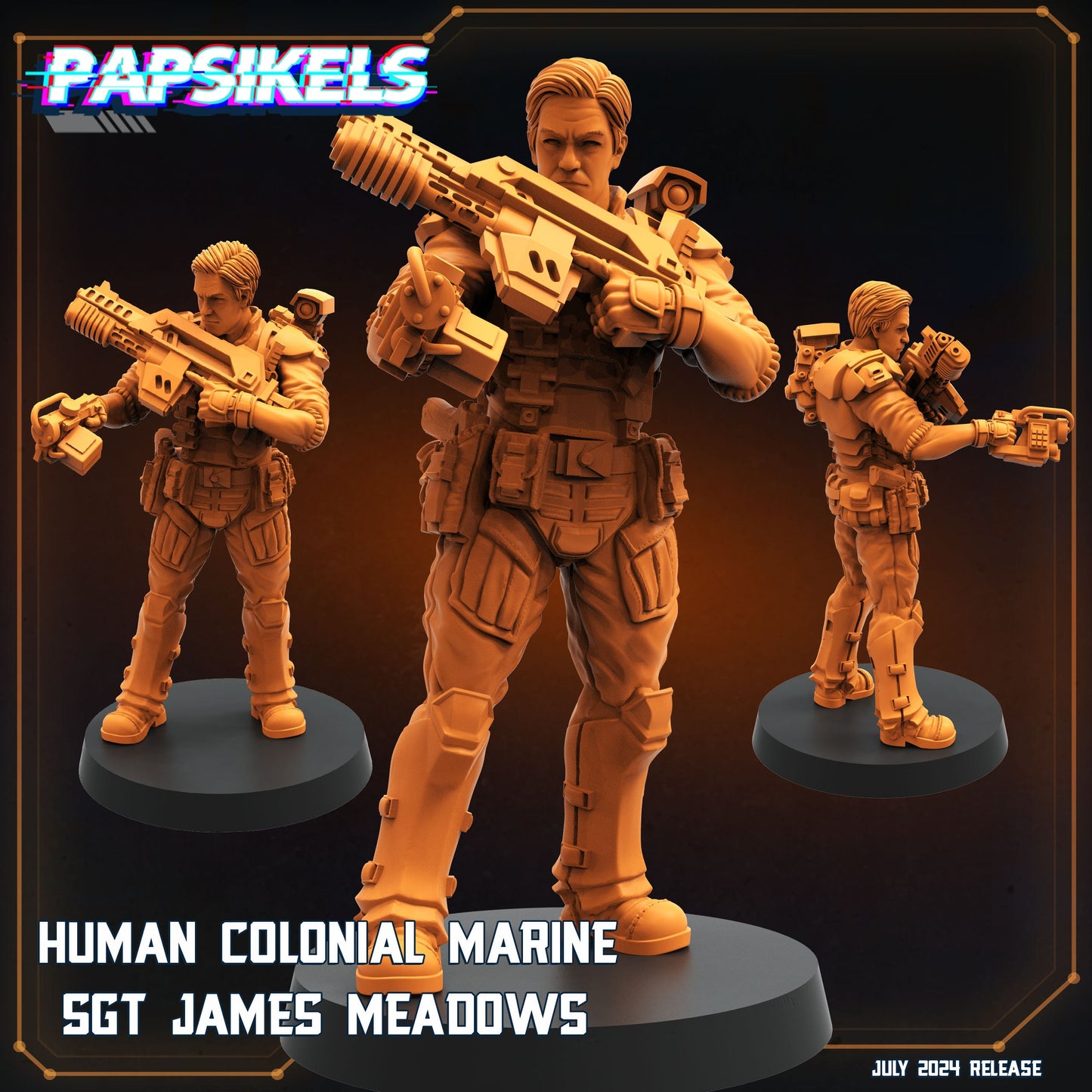 Human Colonial Marines - Resin Miniature - Tabletop miniature - Fantasy Miniature - 32mm - D&D - Sci-fi Miniature- Papsikel