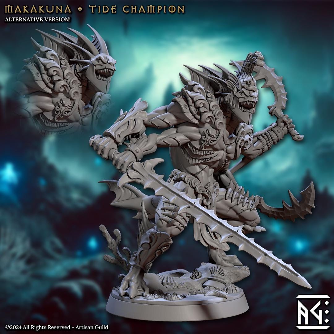 Makakuna Tide Champion - 3D Printed Miniature - Fantasy Miniature -Tabletop Miniature - Tabletop Miniature - D&D - Artisan Guild