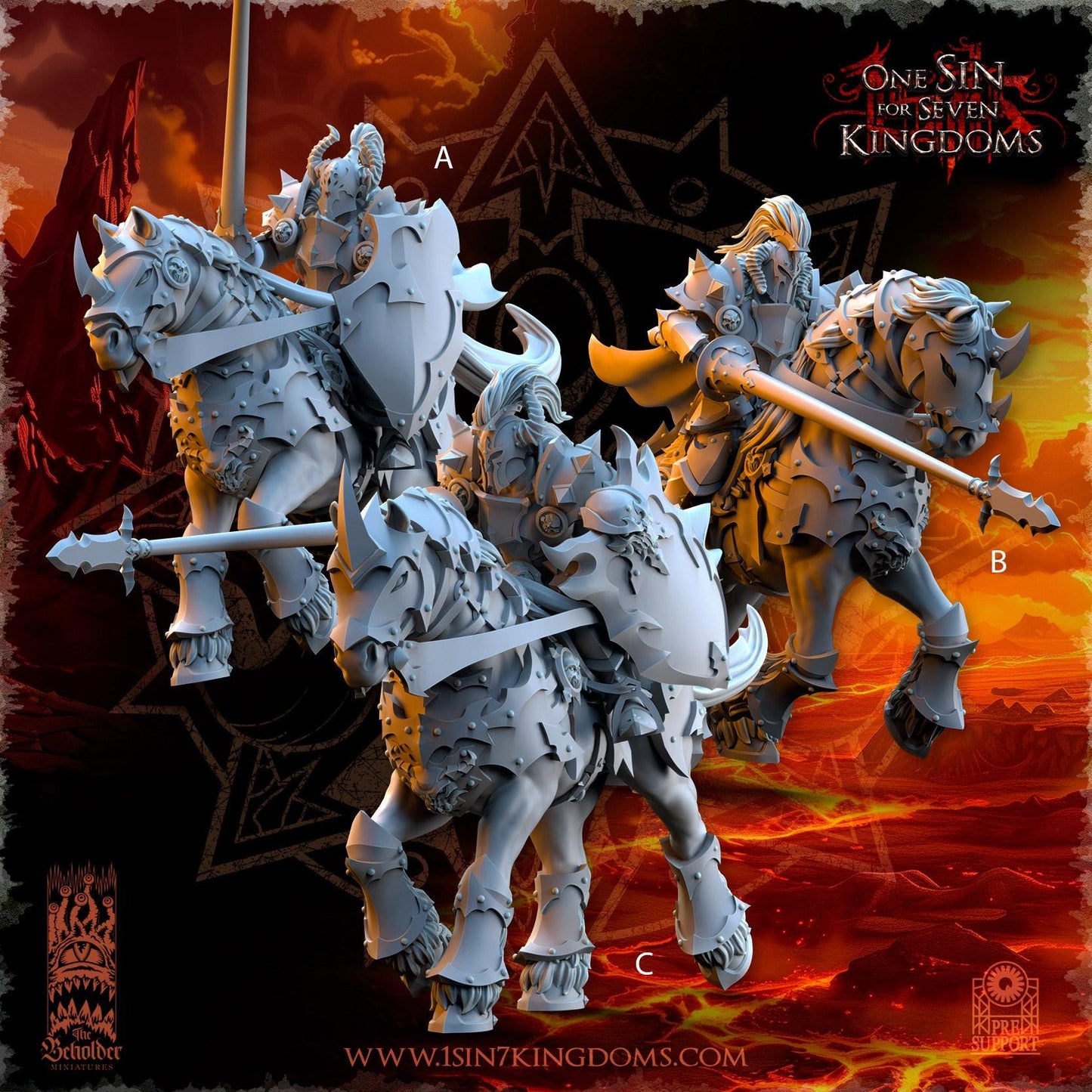 Realms of Mayhem Knights - 3D Printed Miniature - Fantasy Miniature -Tabletop Miniature - Tabletop Miniature - D&D -